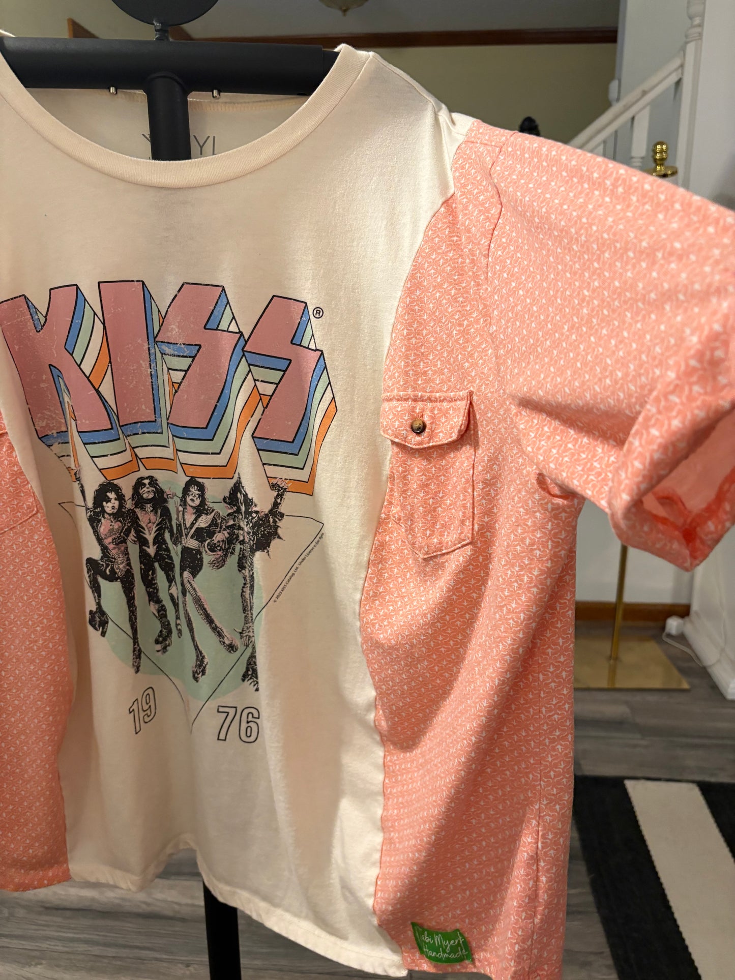 Kiss Upcycled Drop Sleeve Tee One Size Fits an XL to 3X