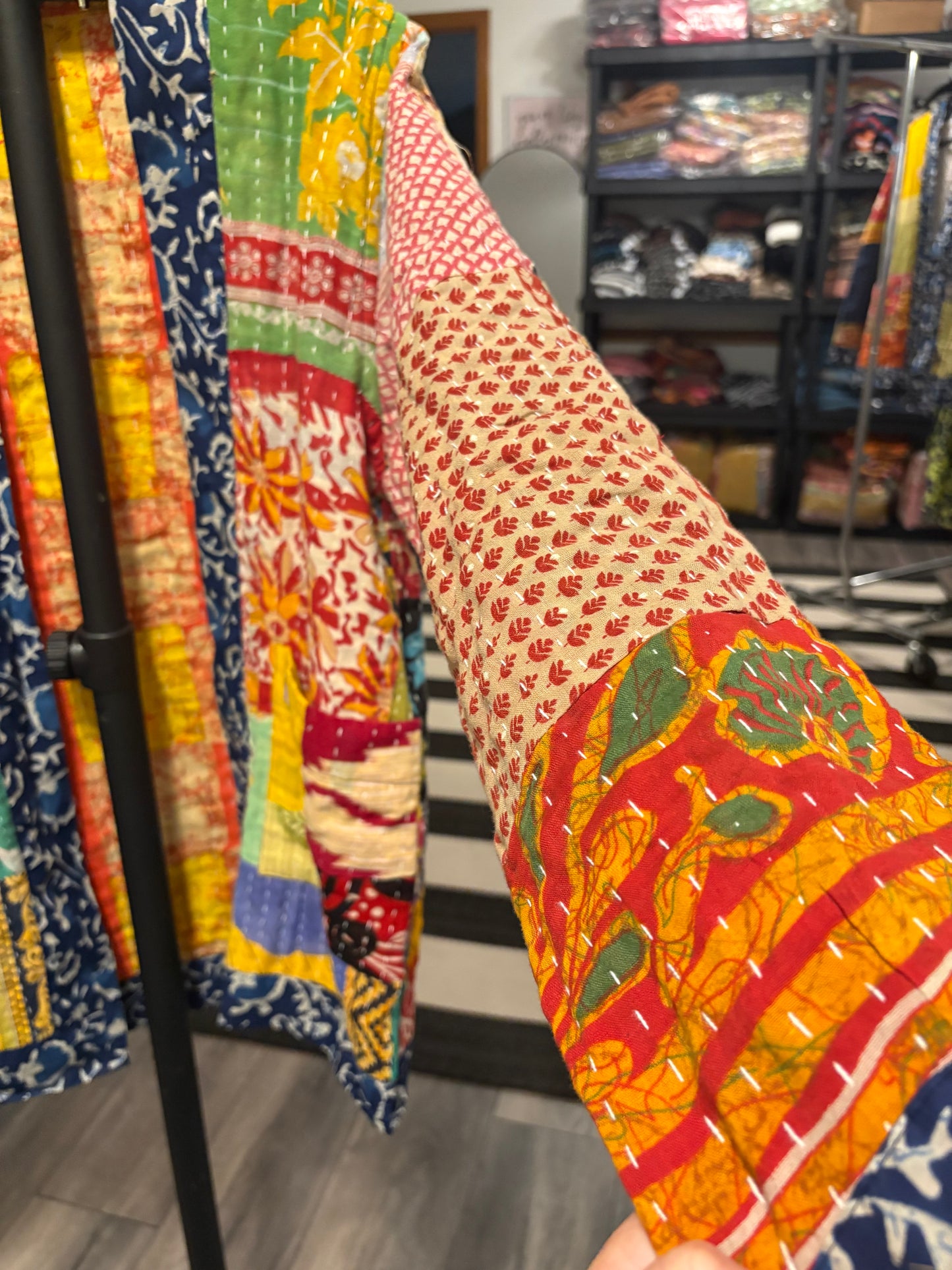 Jessica Reversible Kantha Quilted Sari Jacket Fits a Small to Large