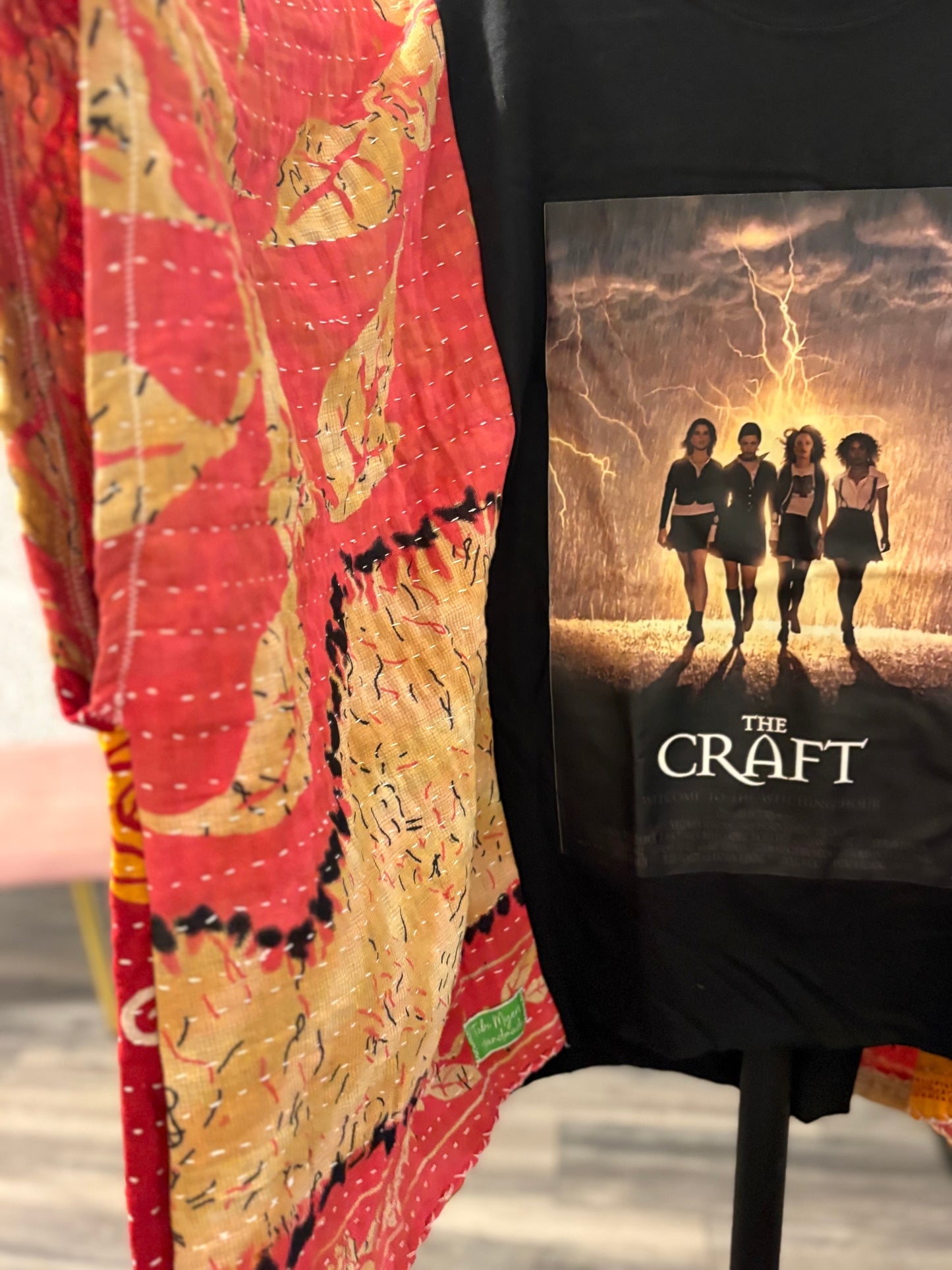 The Craft Upcycled Kantha Closed Side Poncho Fits a Small to 3X Super Oversized