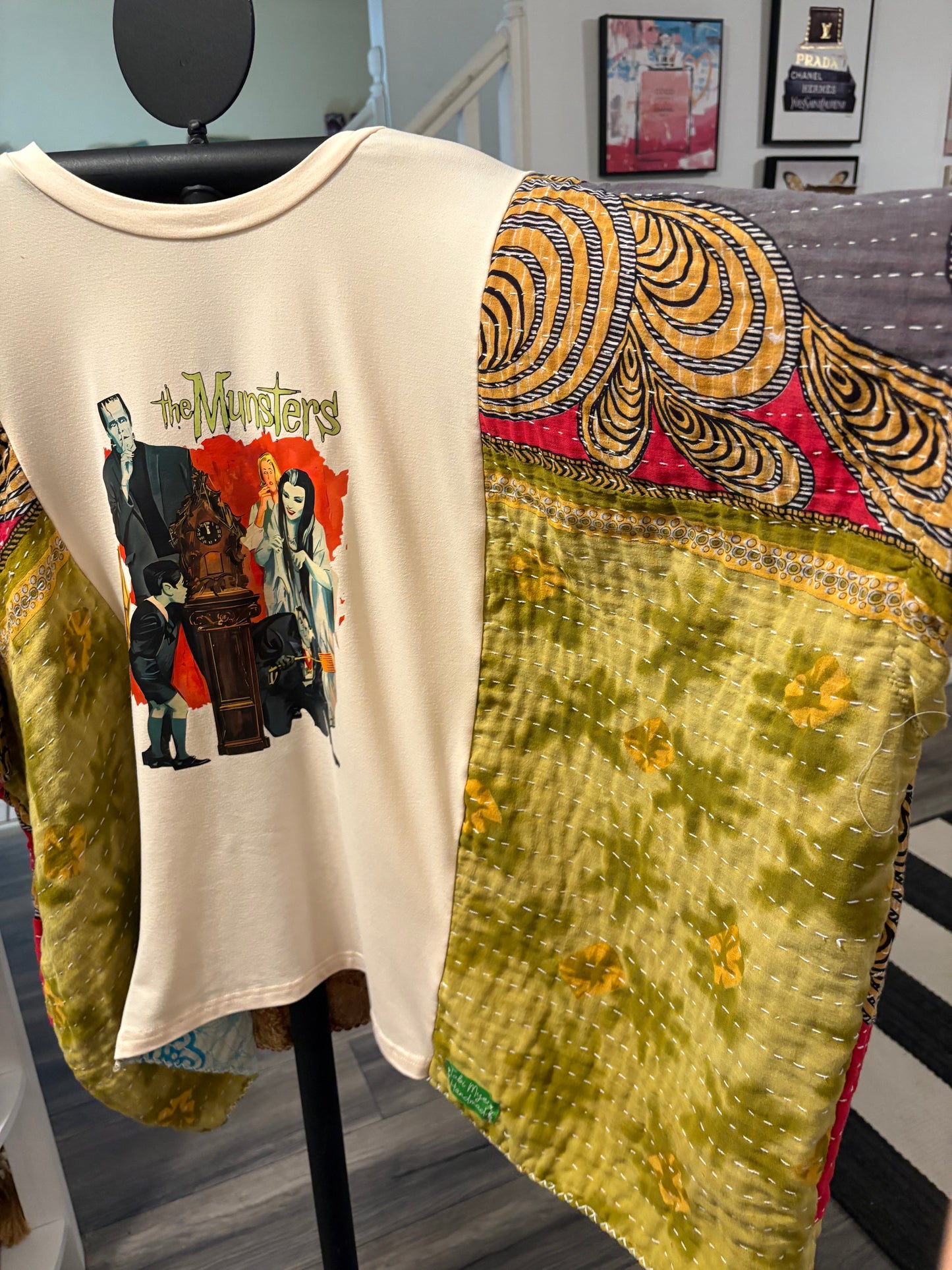The Munsters Upcycled Vintage Kantha Poncho Tee Fits A Size Small to 3X