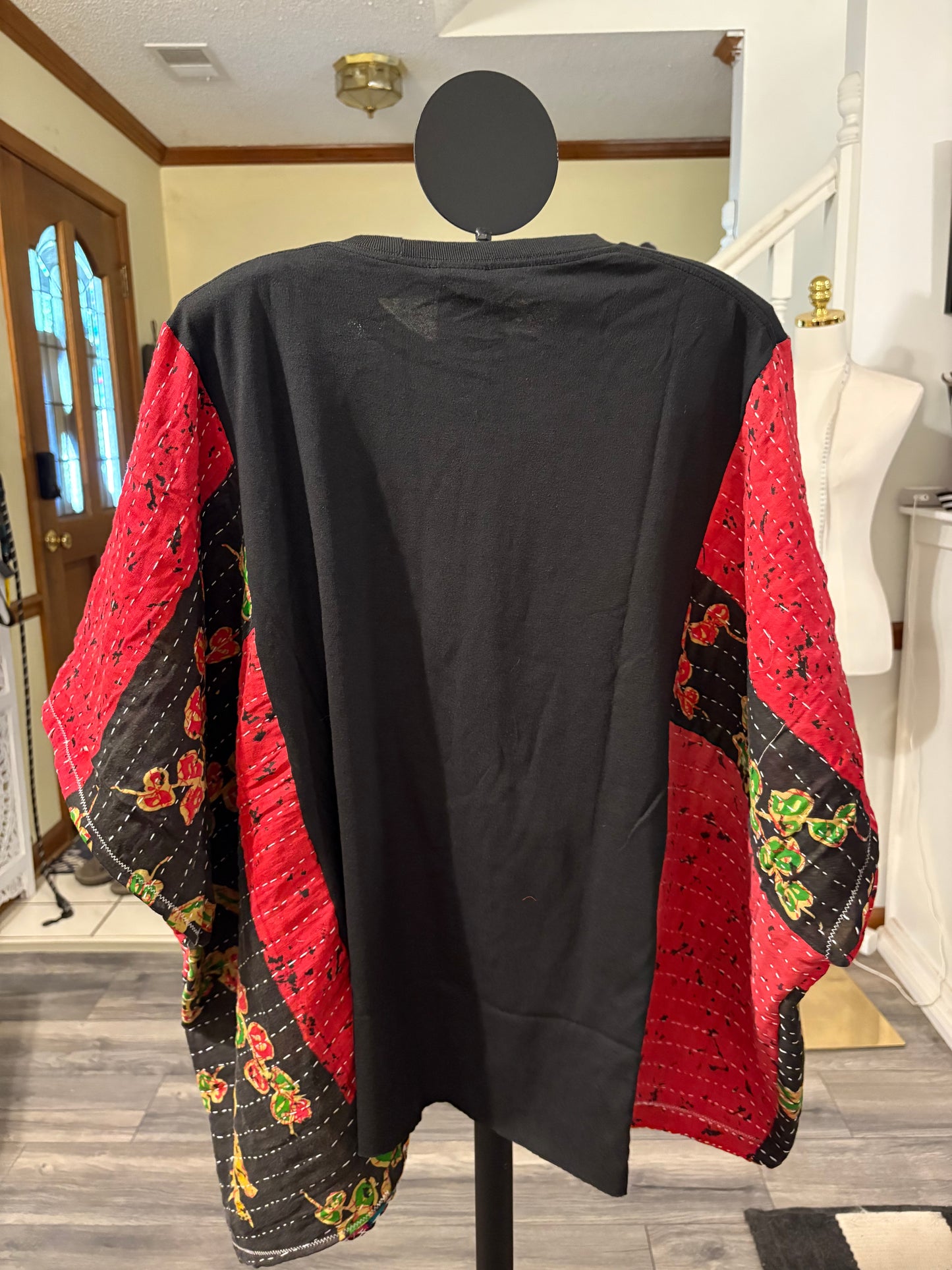 Nightmare Before Christmas Upcycled Kantha Closed Side Poncho Fits a Small to 3X Super Oversized
