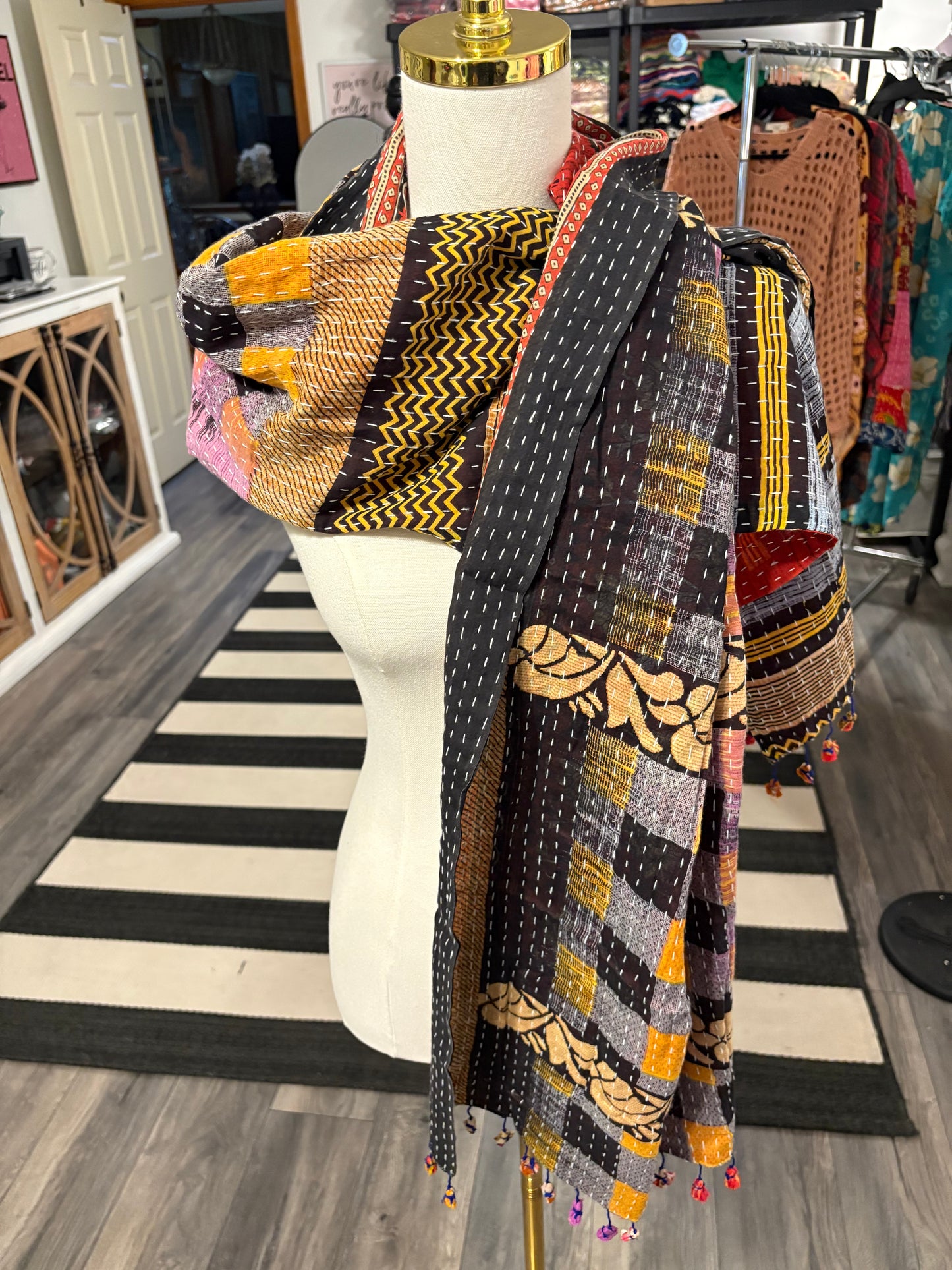 Jeanette Cotton Kantha Scarves
