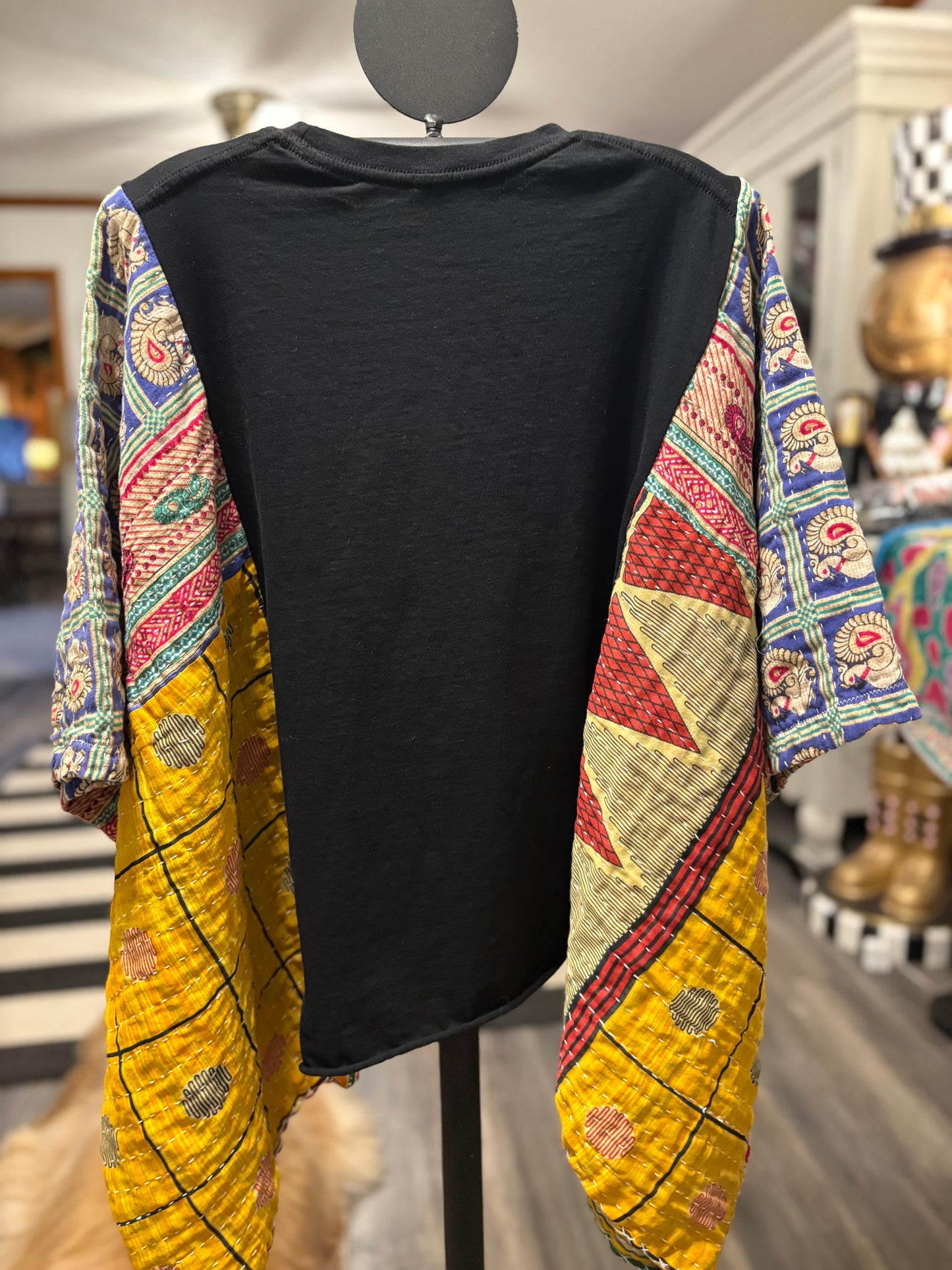 Prince Upcycled Vintage Kantha Poncho Tee Fits A Size Small to XXL