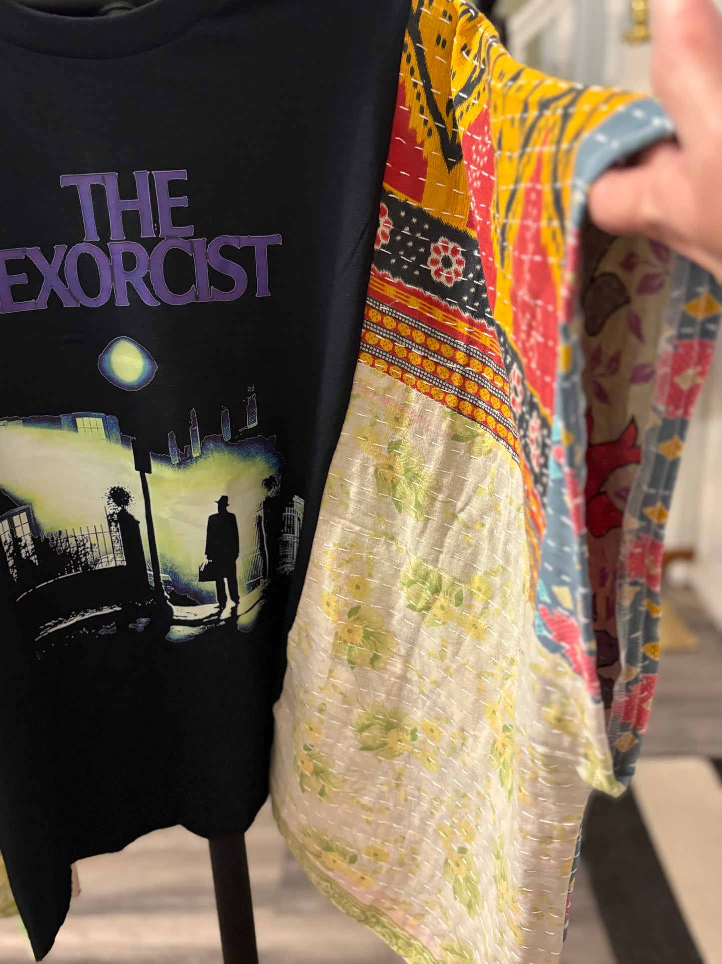 Exorcist Upcycled Kantha Closed Side Poncho Fits a Small to 3X Super Oversized