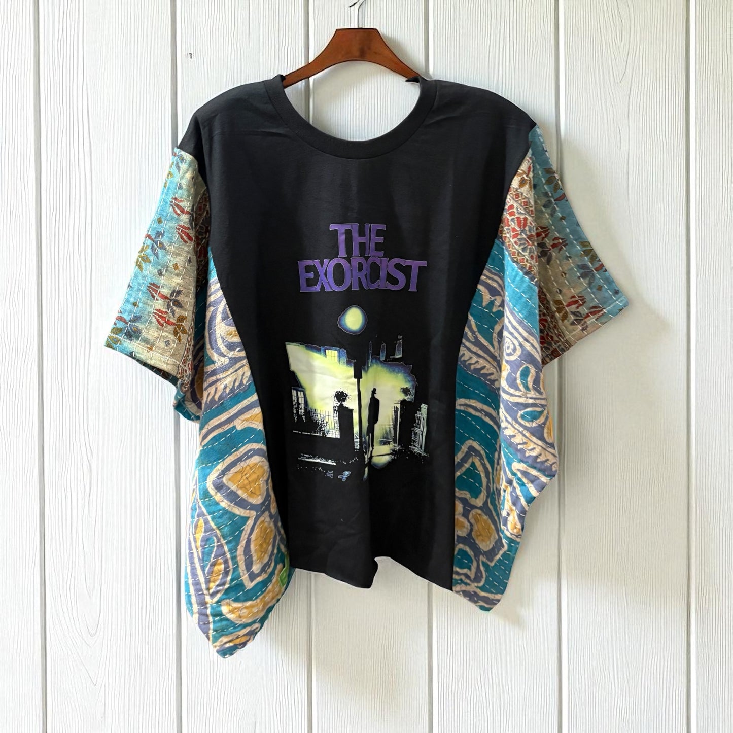 Exorcist Upcycled Kantha Closed Side Poncho Fits a Small to 3X Super Oversized