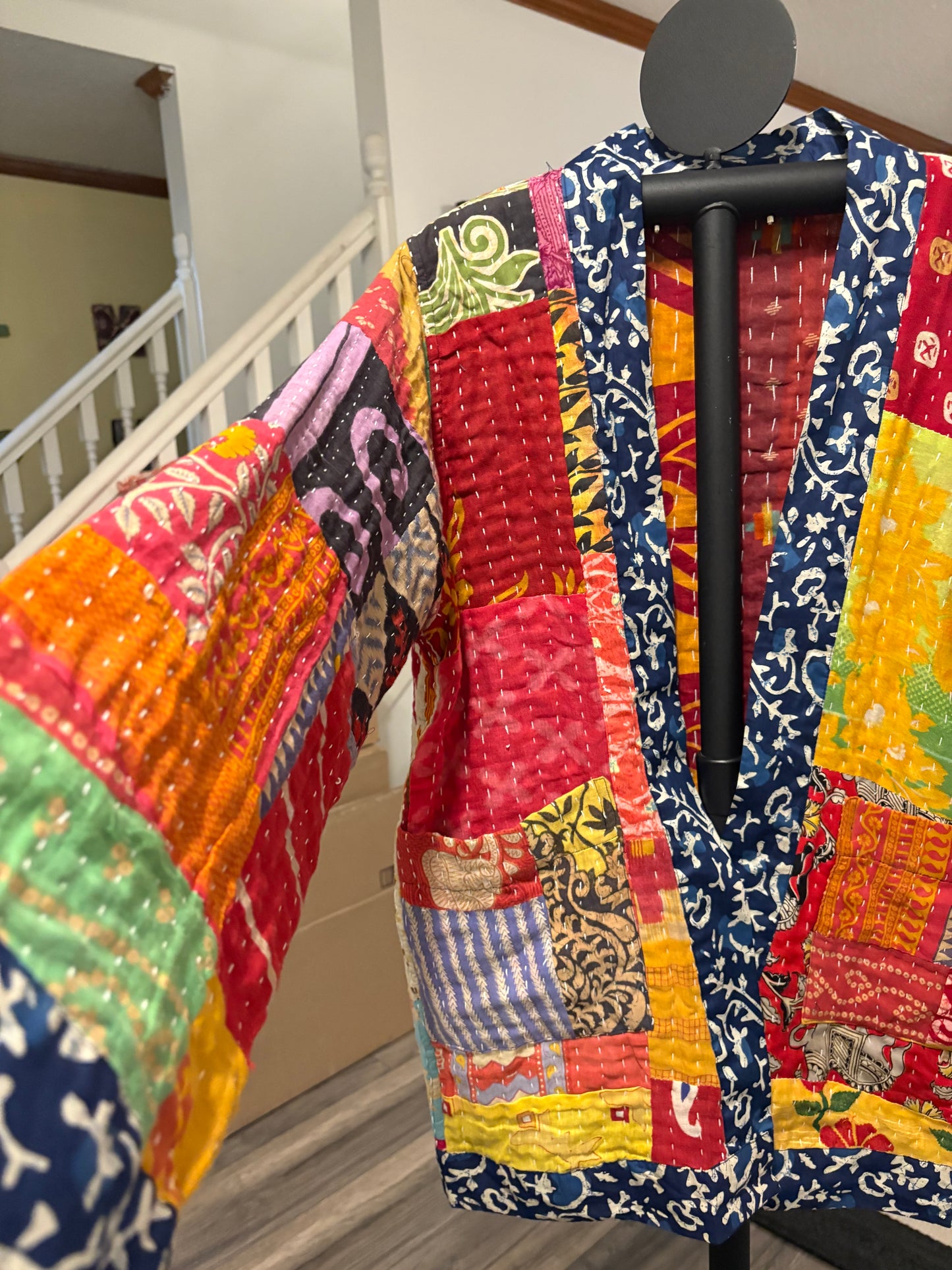Lauren Reversible Kantha Quilted Sari Jacket Fits a Small to Large