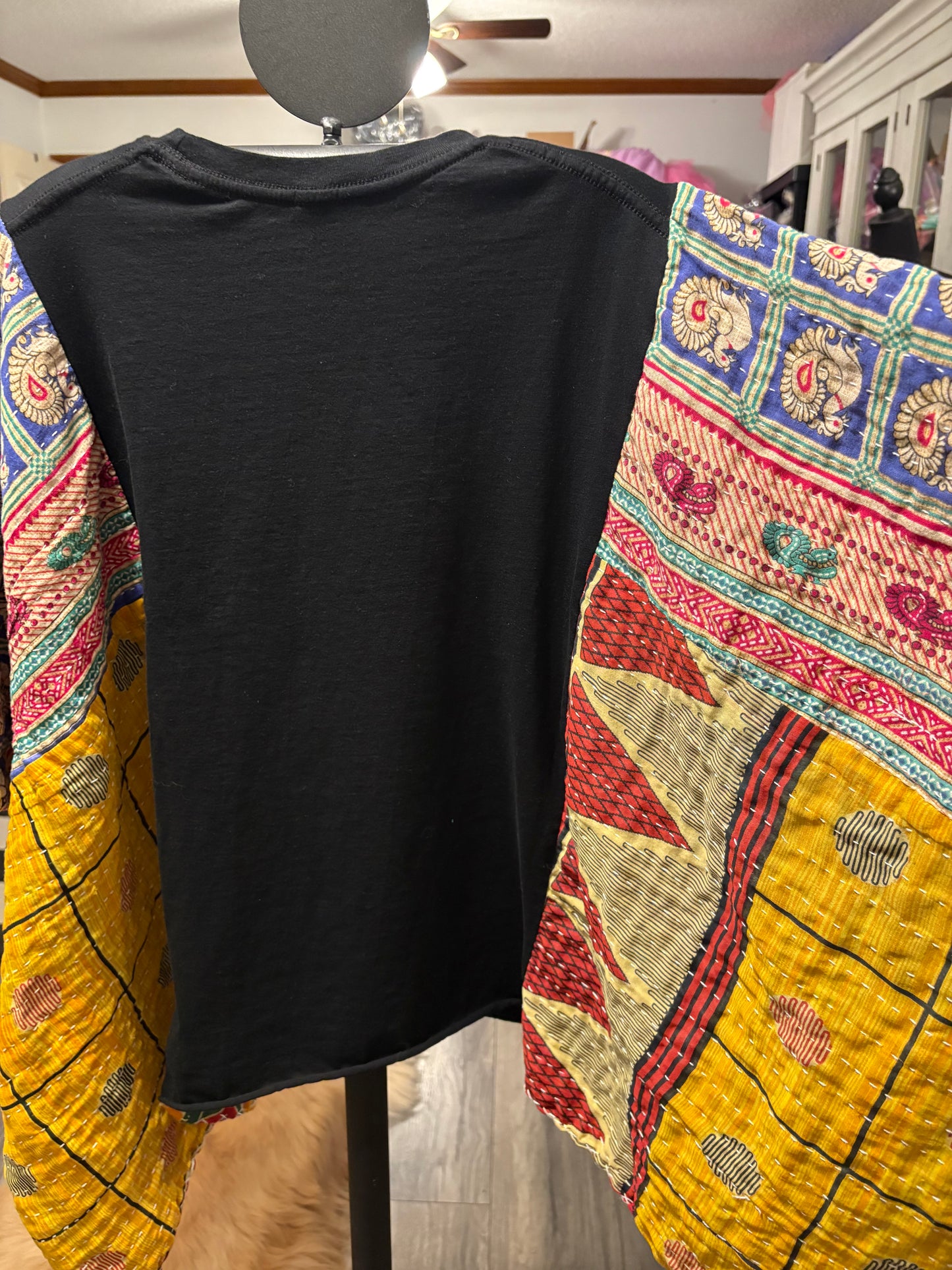 Prince Upcycled Vintage Kantha Poncho Tee Fits A Size Small to XXL