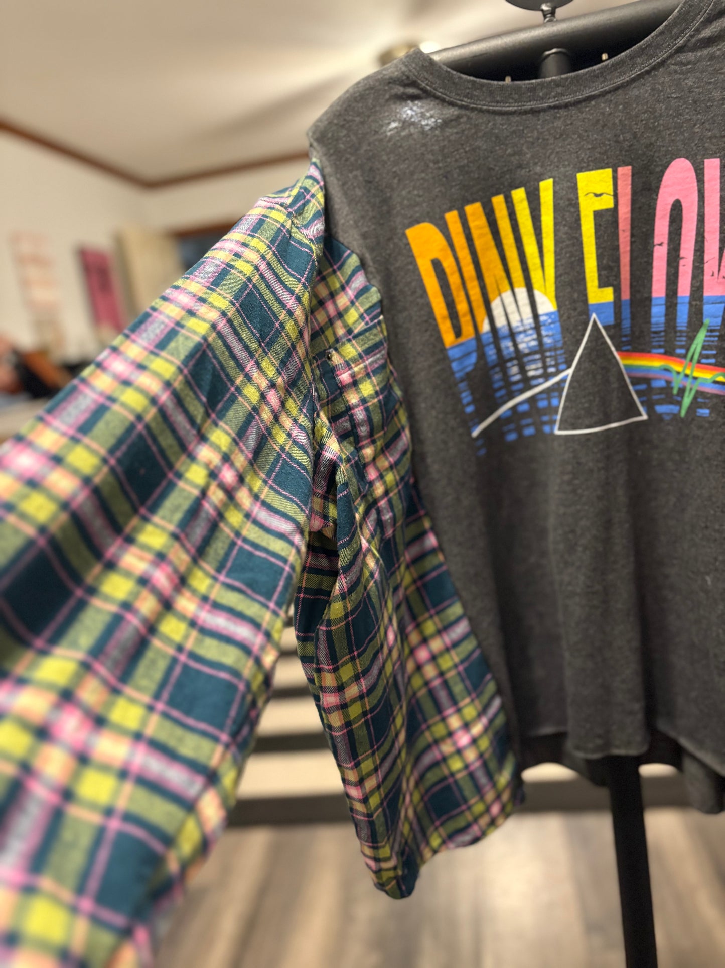 Pink Floyd Upcycled Flannel Fits a Small to XXL Super Oversized