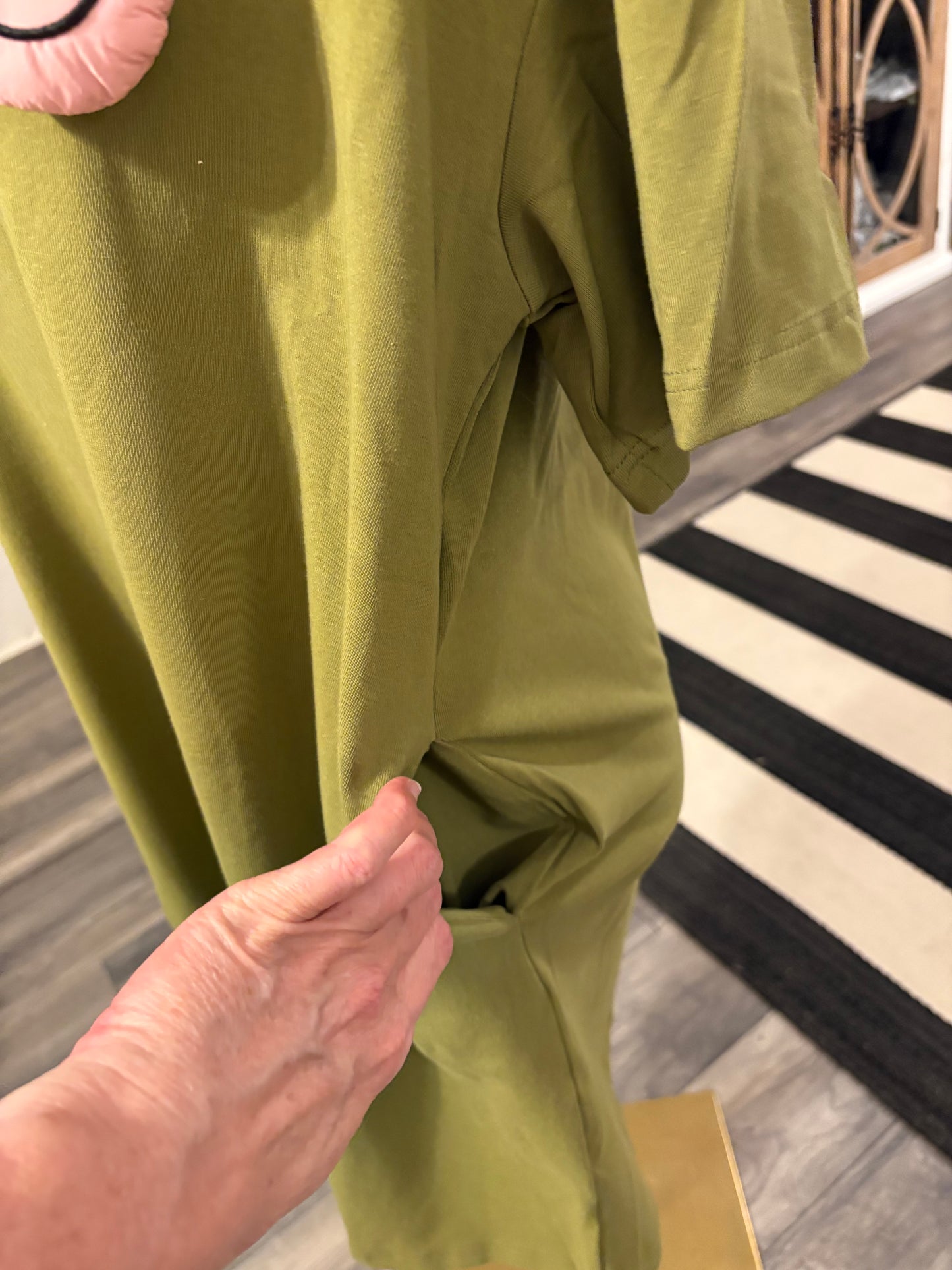 Hello Tunic Tshirt Dress Olive