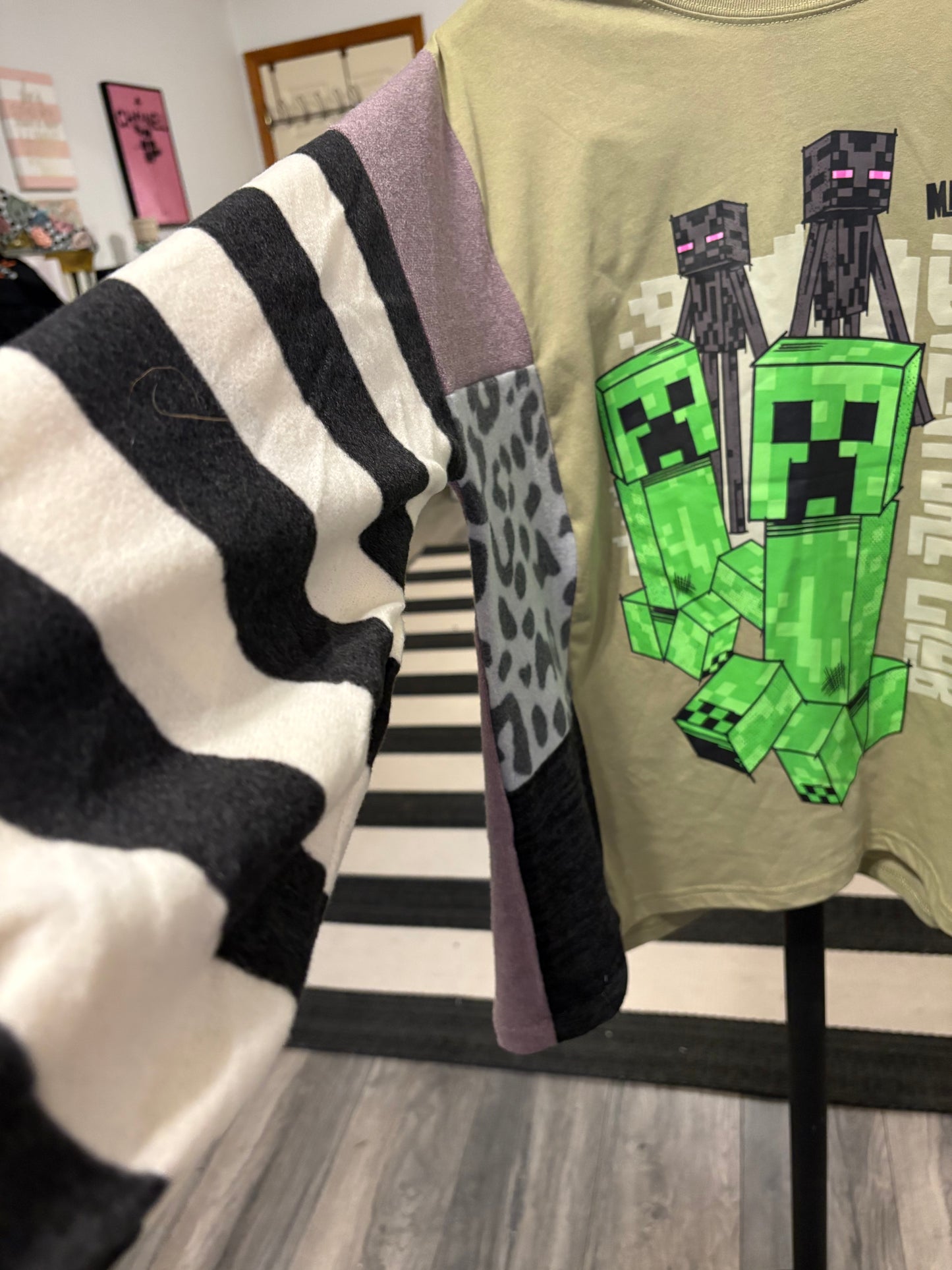 Minecraft Upcycled Sweatshirt One Size Fits a Size 6-16