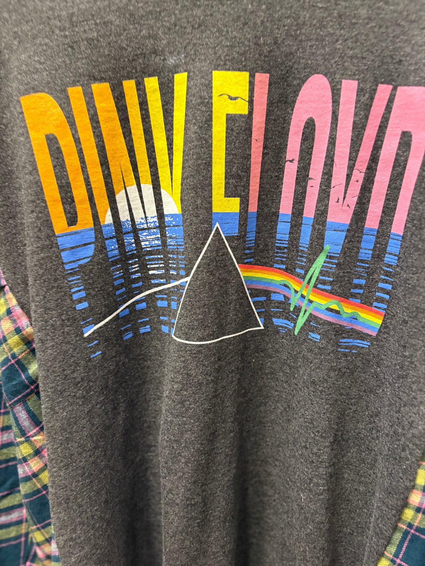 Pink Floyd Upcycled Flannel Fits a Small to XXL Super Oversized