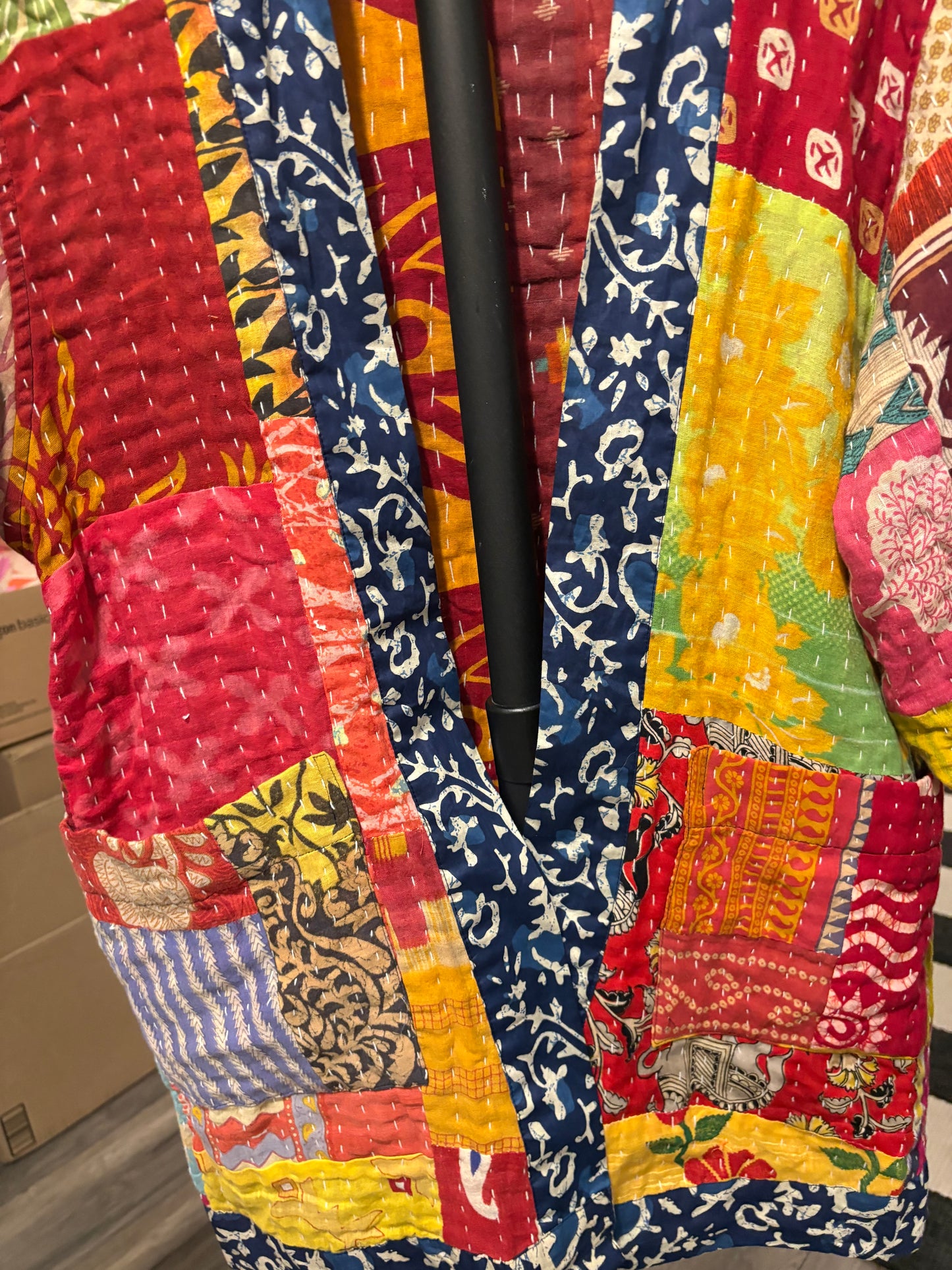 Lauren Reversible Kantha Quilted Sari Jacket Fits a Small to Large