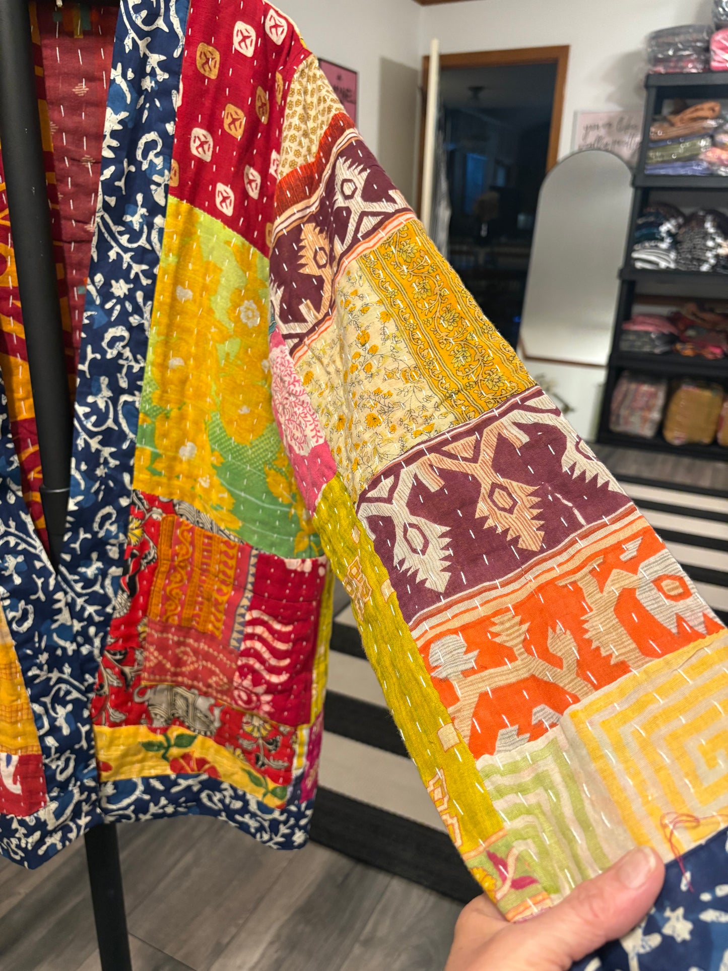 Lauren Reversible Kantha Quilted Sari Jacket Fits a Small to Large