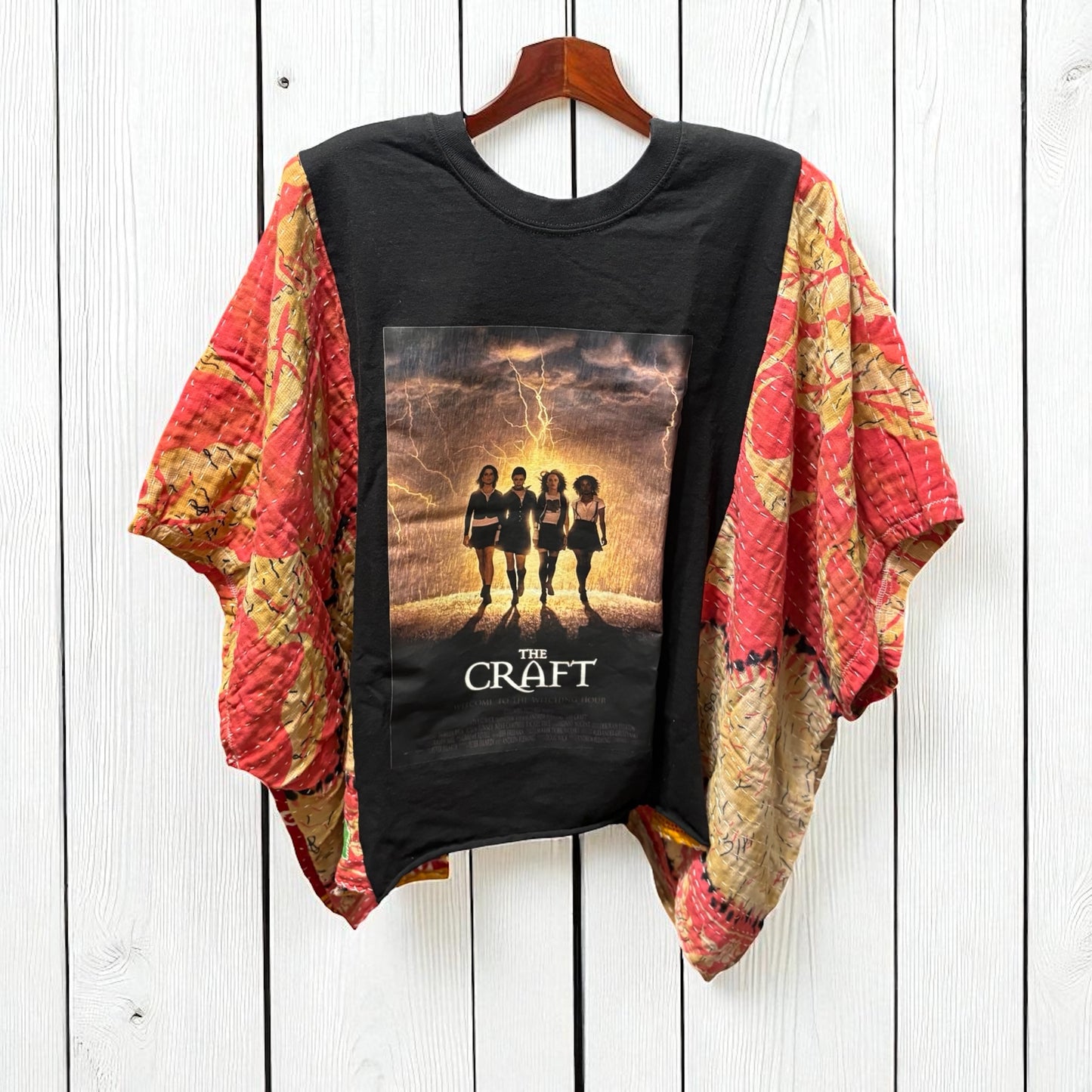 The Craft Upcycled Kantha Closed Side Poncho Fits a Small to 3X Super Oversized