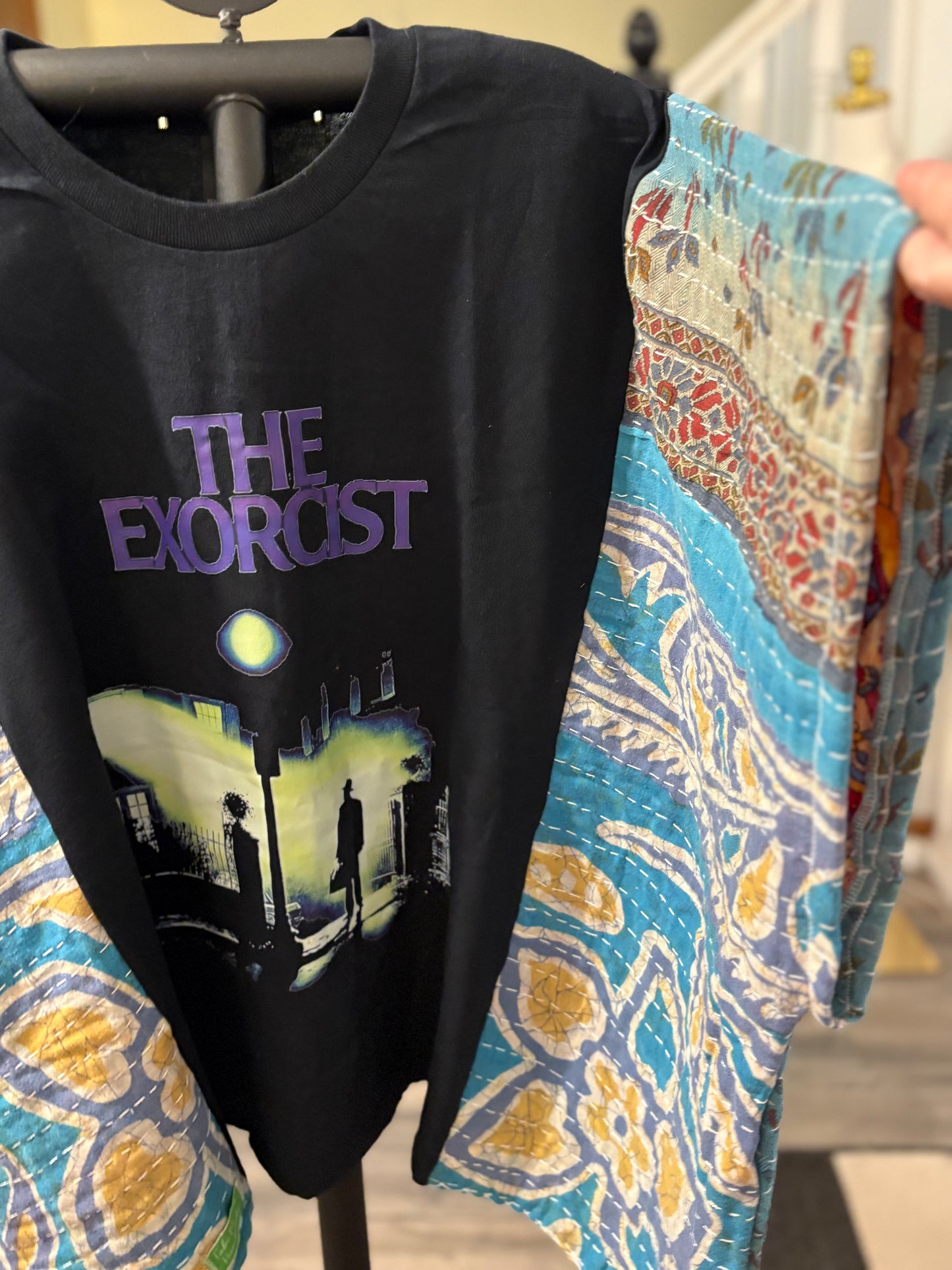 Exorcist Upcycled Kantha Closed Side Poncho Fits a Small to 3X Super Oversized
