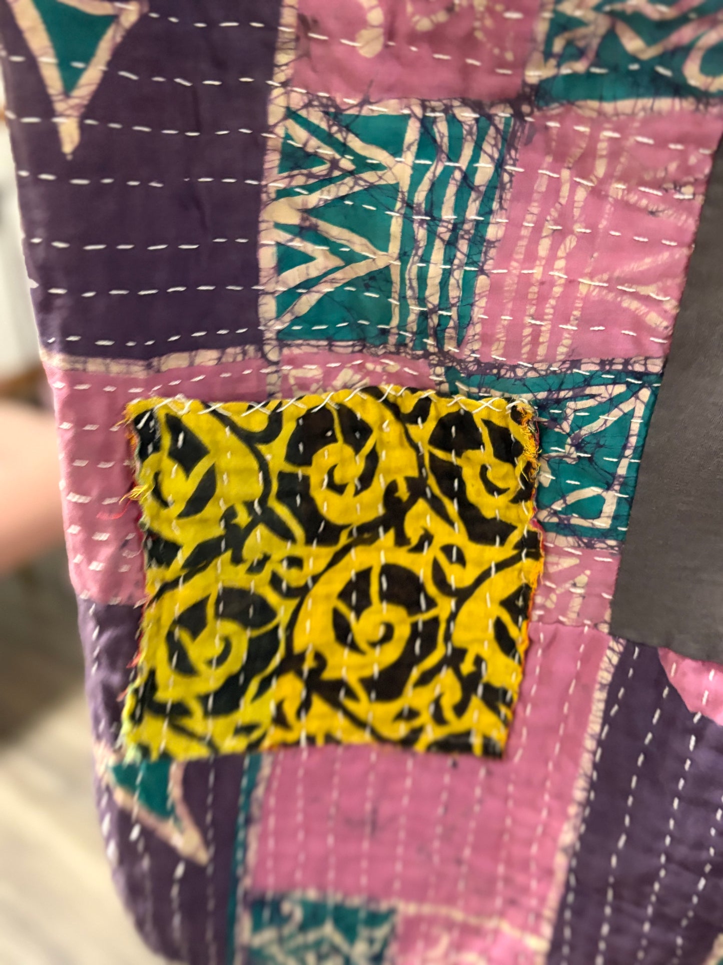 Black Sabbath Upcycled Kantha Dress Fits a Small to 3X Super Oversized