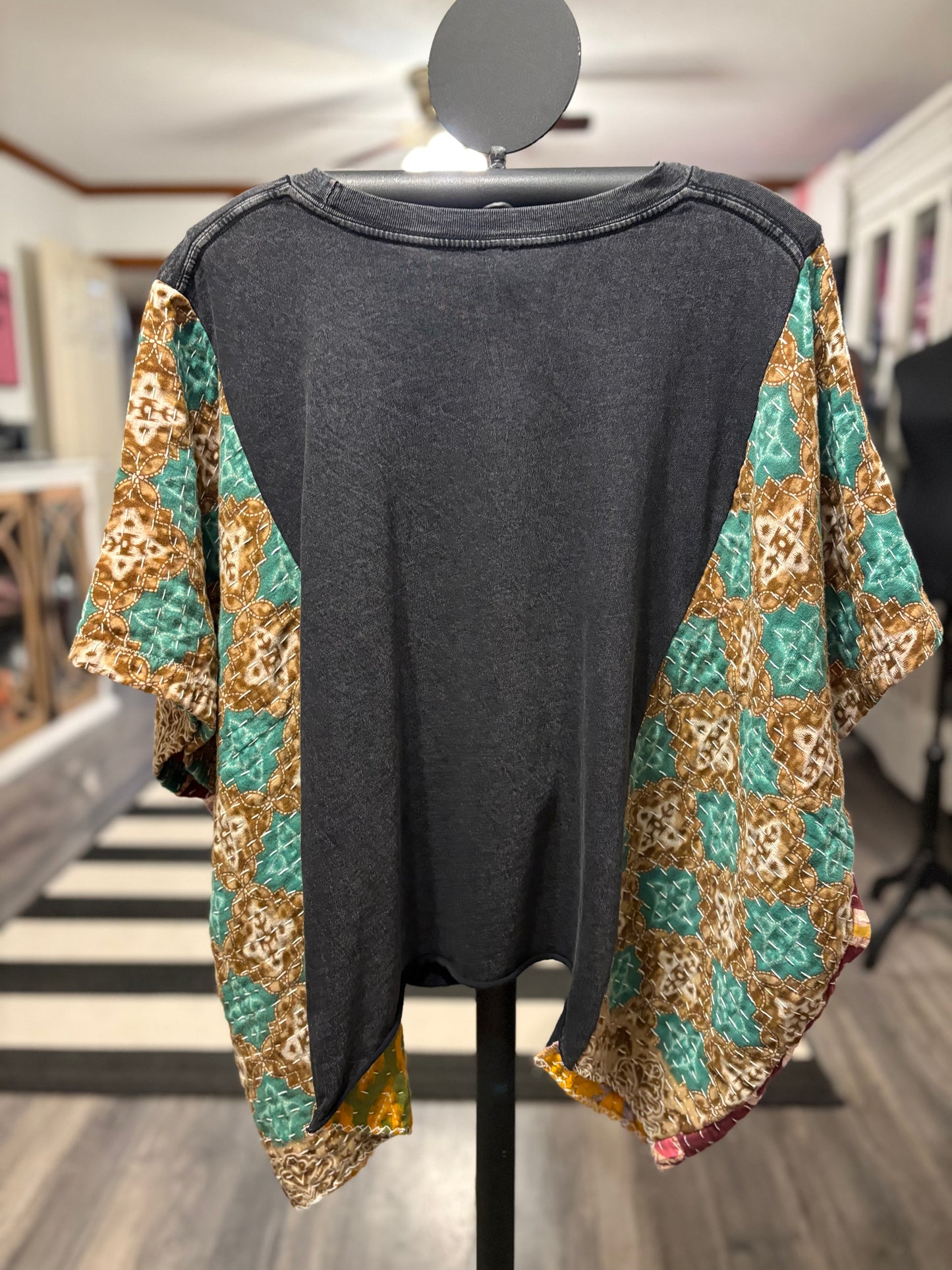 Anne of Green Gables Upcycled Vintage Kantha Poncho Tee Fits A Size Small to XXL