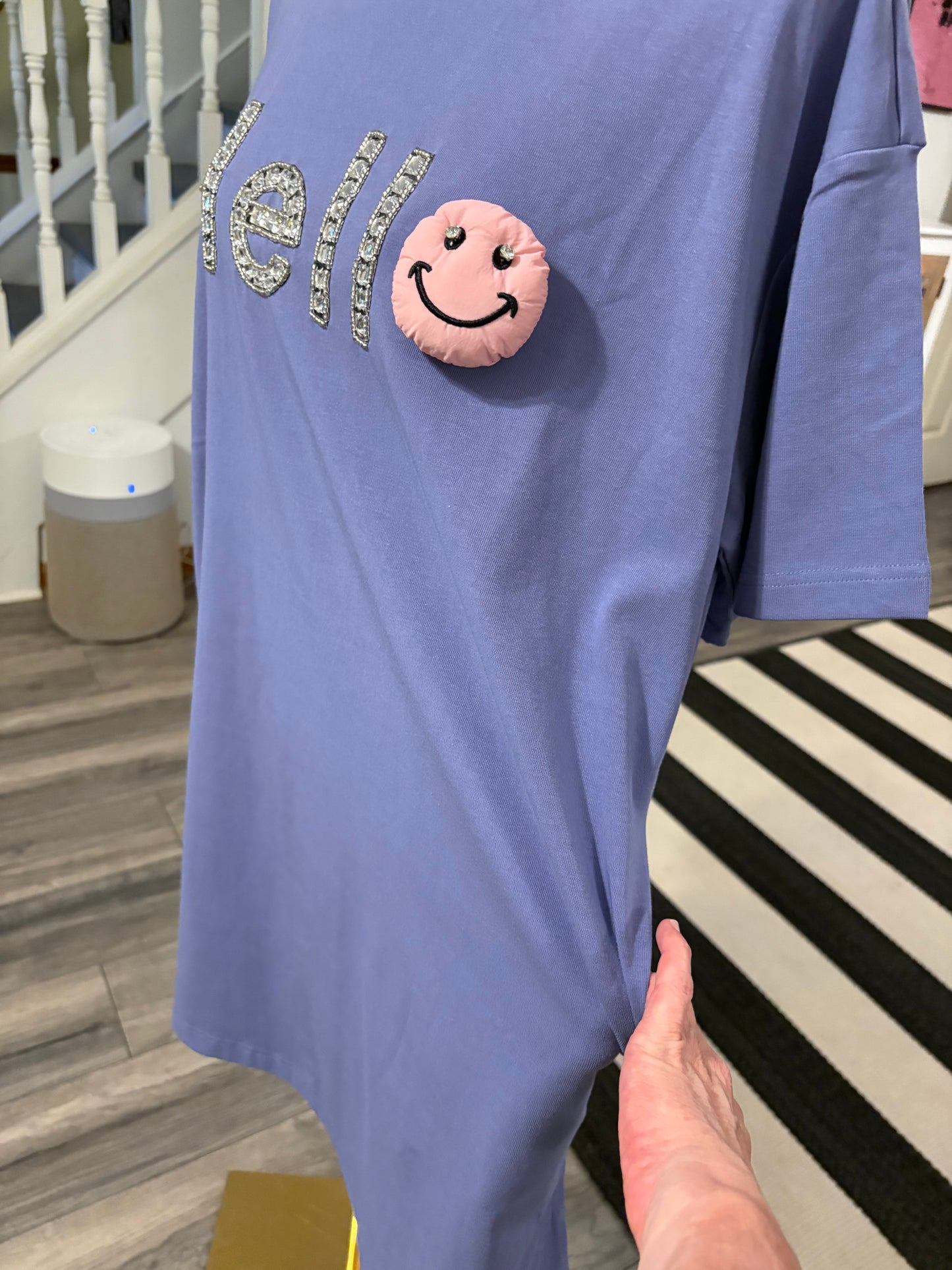 Hello Tunic Tshirt Dress Lilac