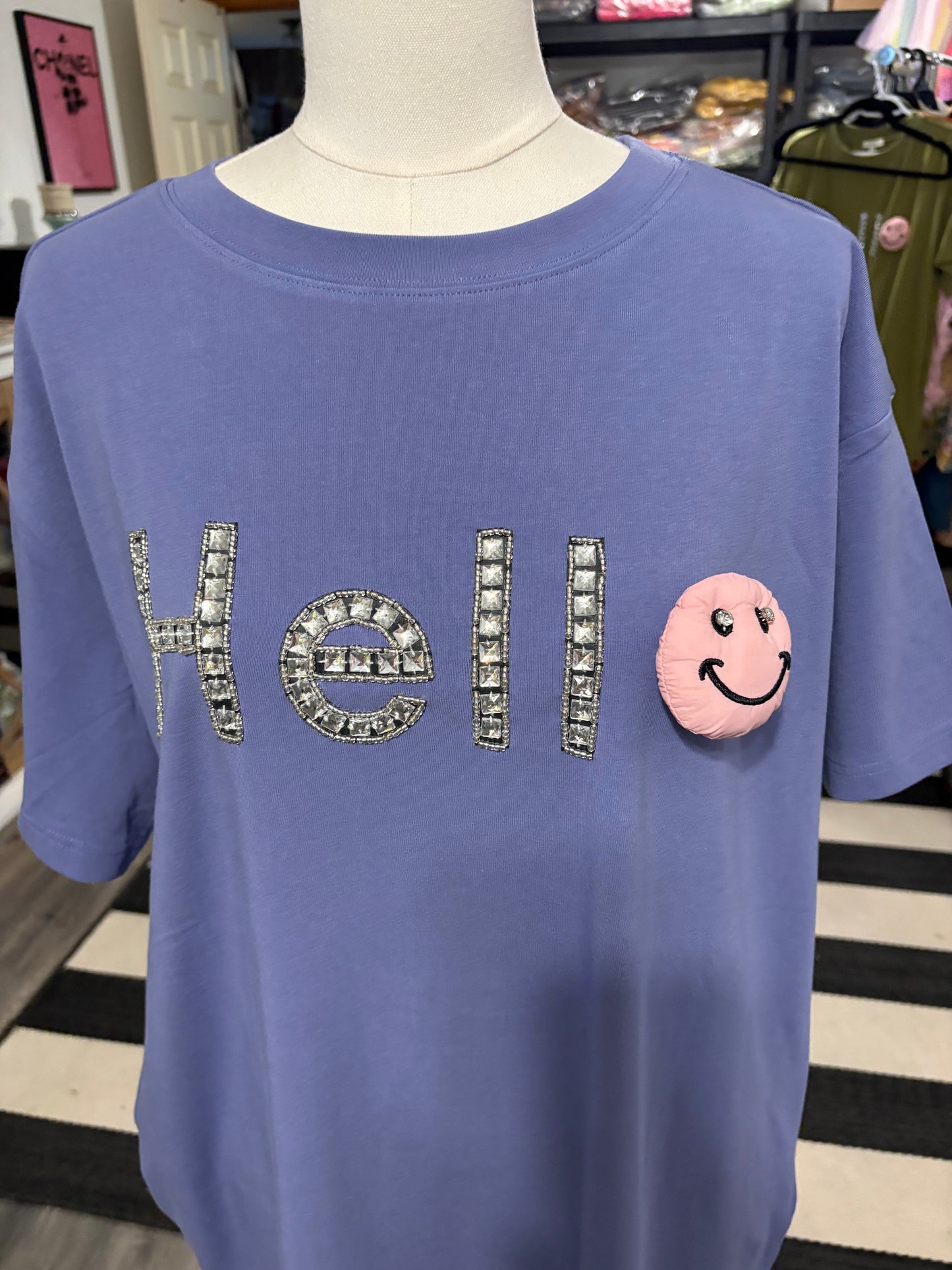 Hello Tunic Tshirt Dress Lilac