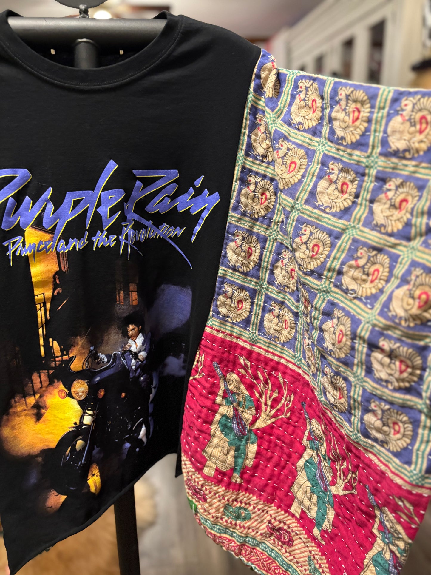 Prince Upcycled Vintage Kantha Poncho Tee Fits A Size Small to XXL