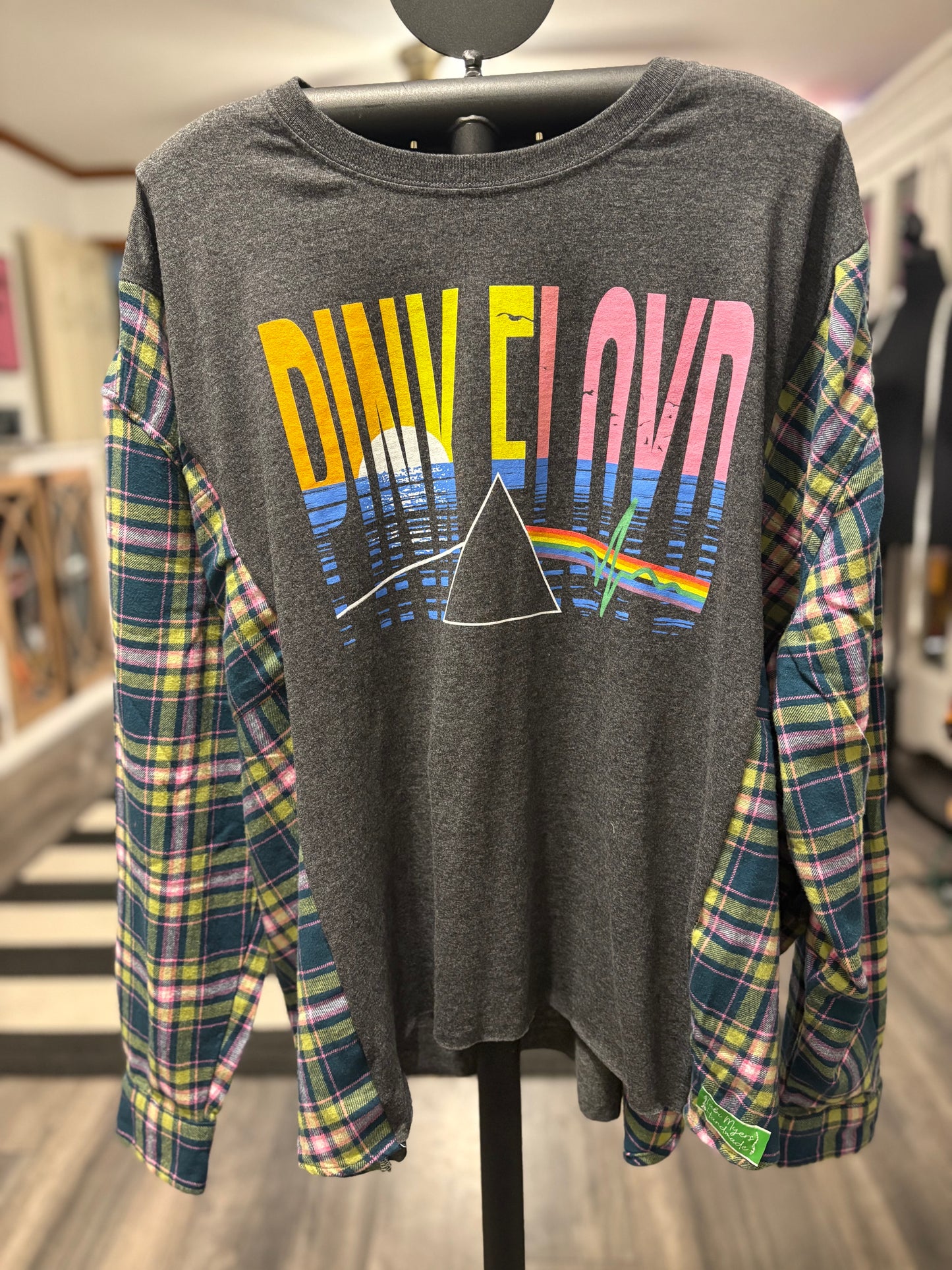 Pink Floyd Upcycled Flannel Fits a Small to XXL Super Oversized