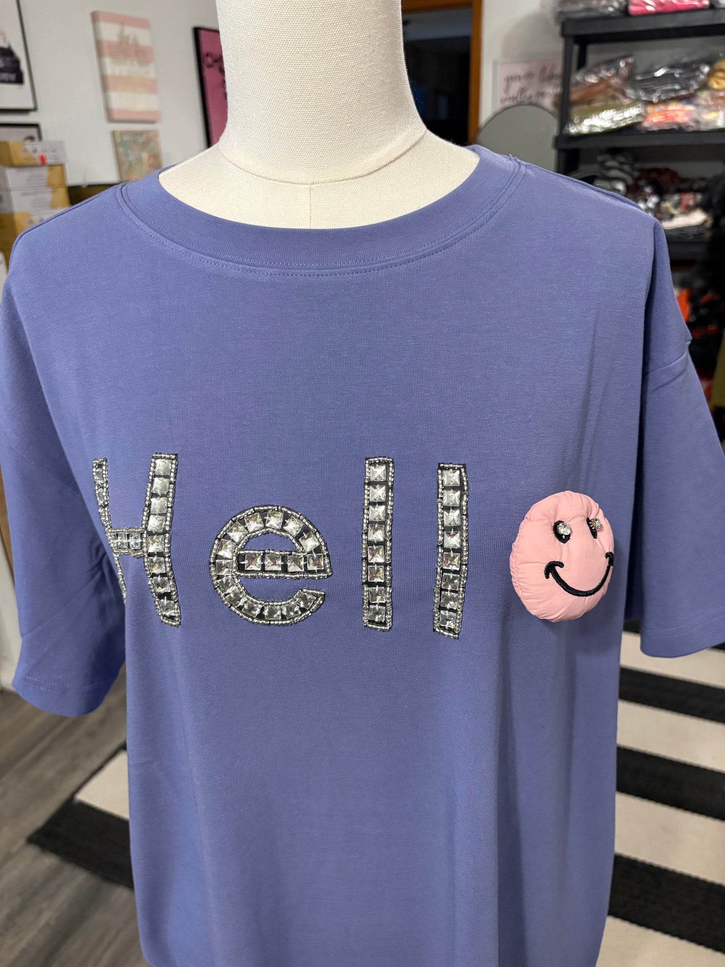 Hello Tunic Tshirt Dress Lilac
