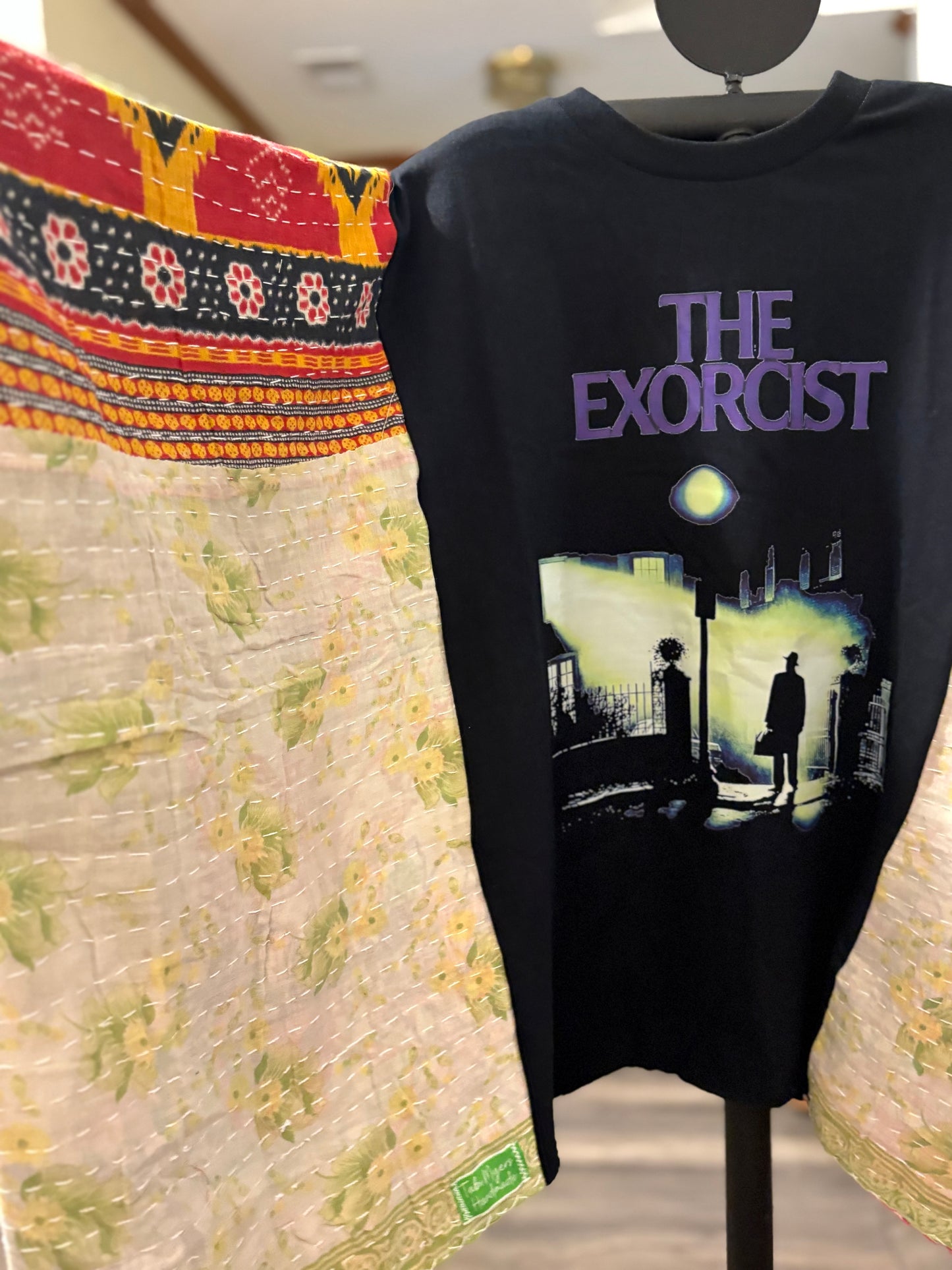 Exorcist Upcycled Kantha Closed Side Poncho Fits a Small to 3X Super Oversized
