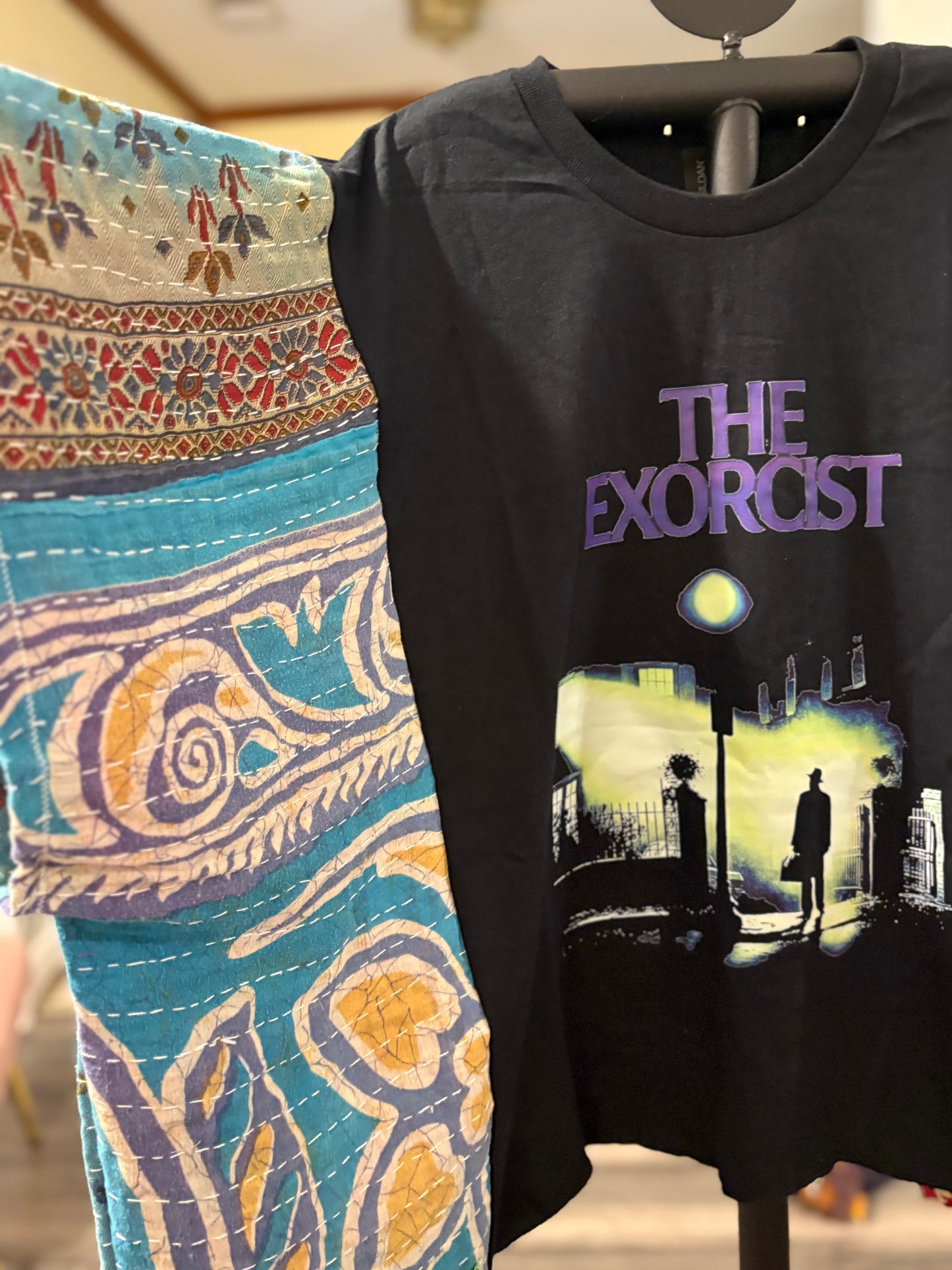 Exorcist Upcycled Kantha Closed Side Poncho Fits a Small to 3X Super Oversized