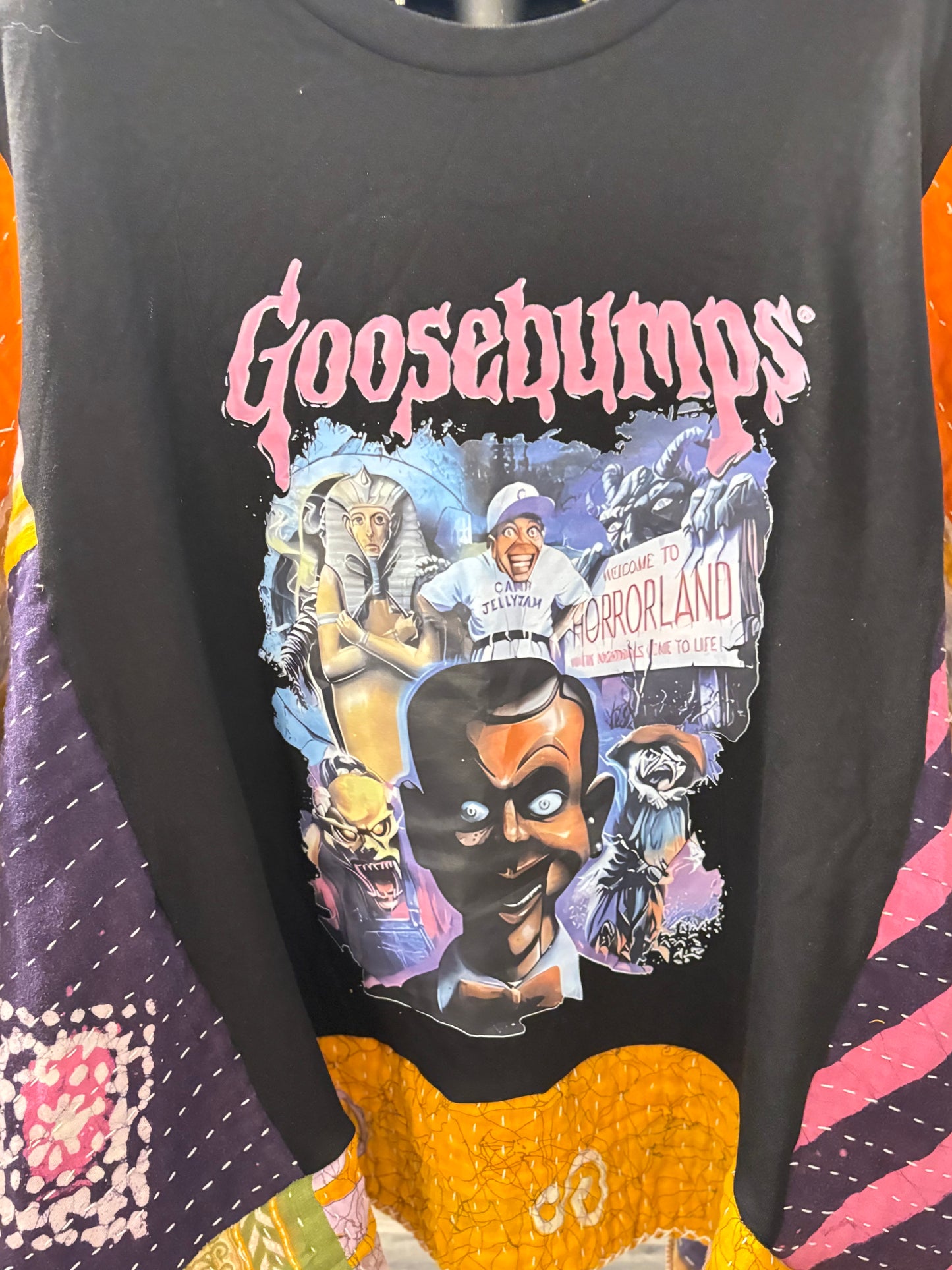 Goosebumps Upcycled Kantha Closed Side Poncho Fits a Small to 3X Super Oversized