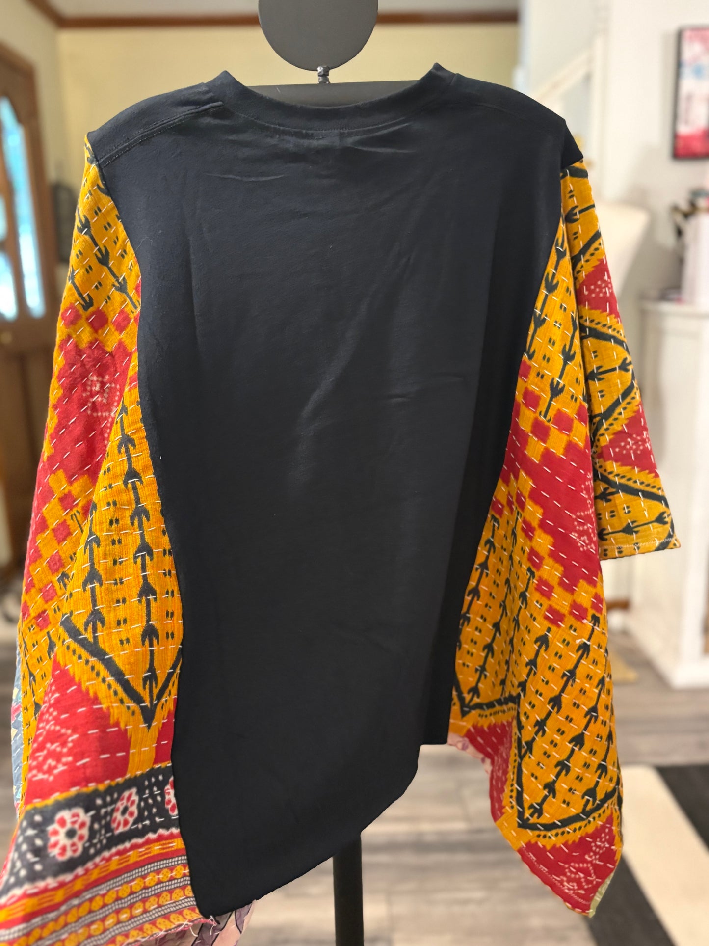 Exorcist Upcycled Kantha Closed Side Poncho Fits a Small to 3X Super Oversized