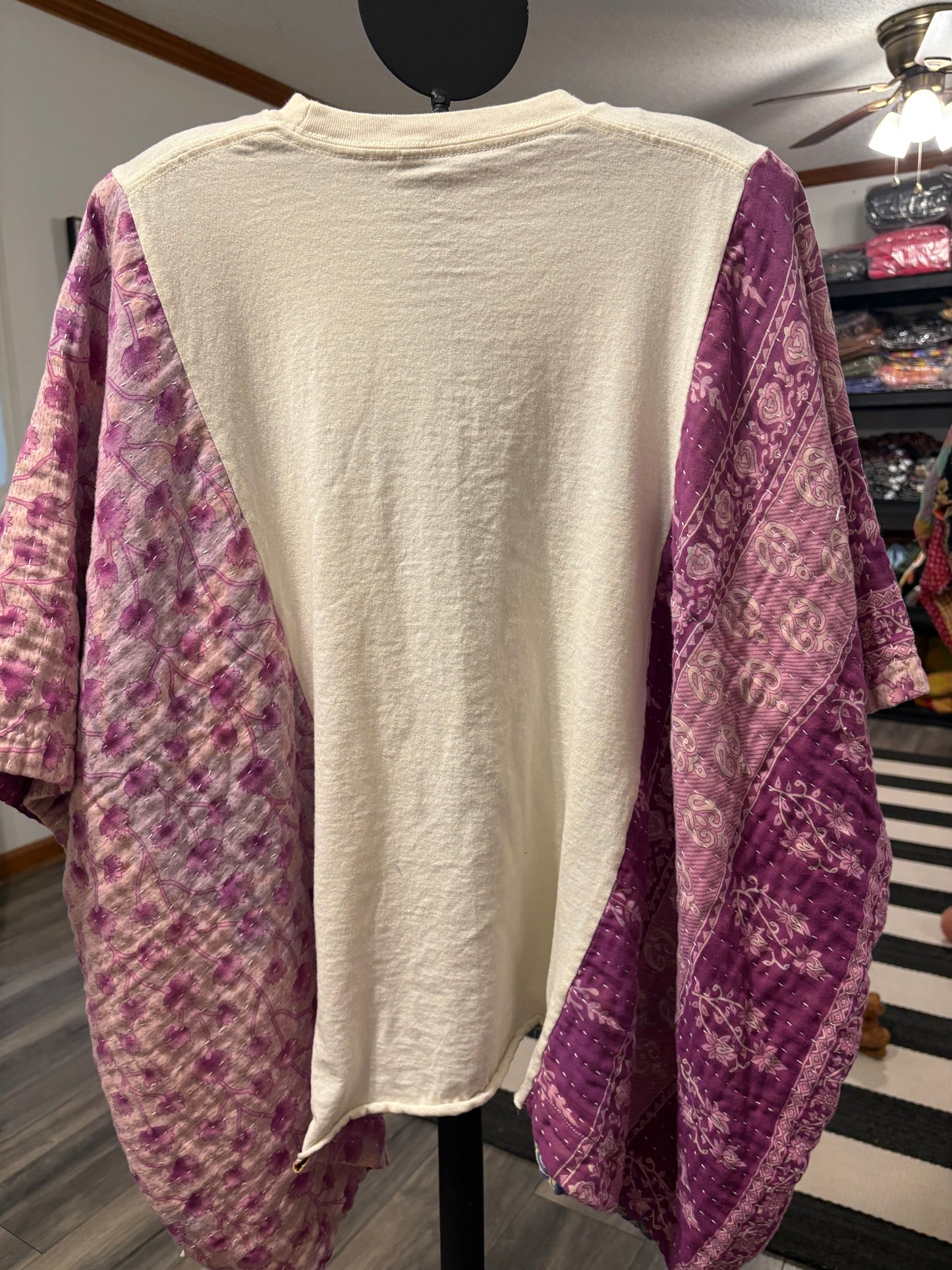 The Jetsons Upcycled Vintage Kantha Poncho Tee Fits A Size Small to 3X