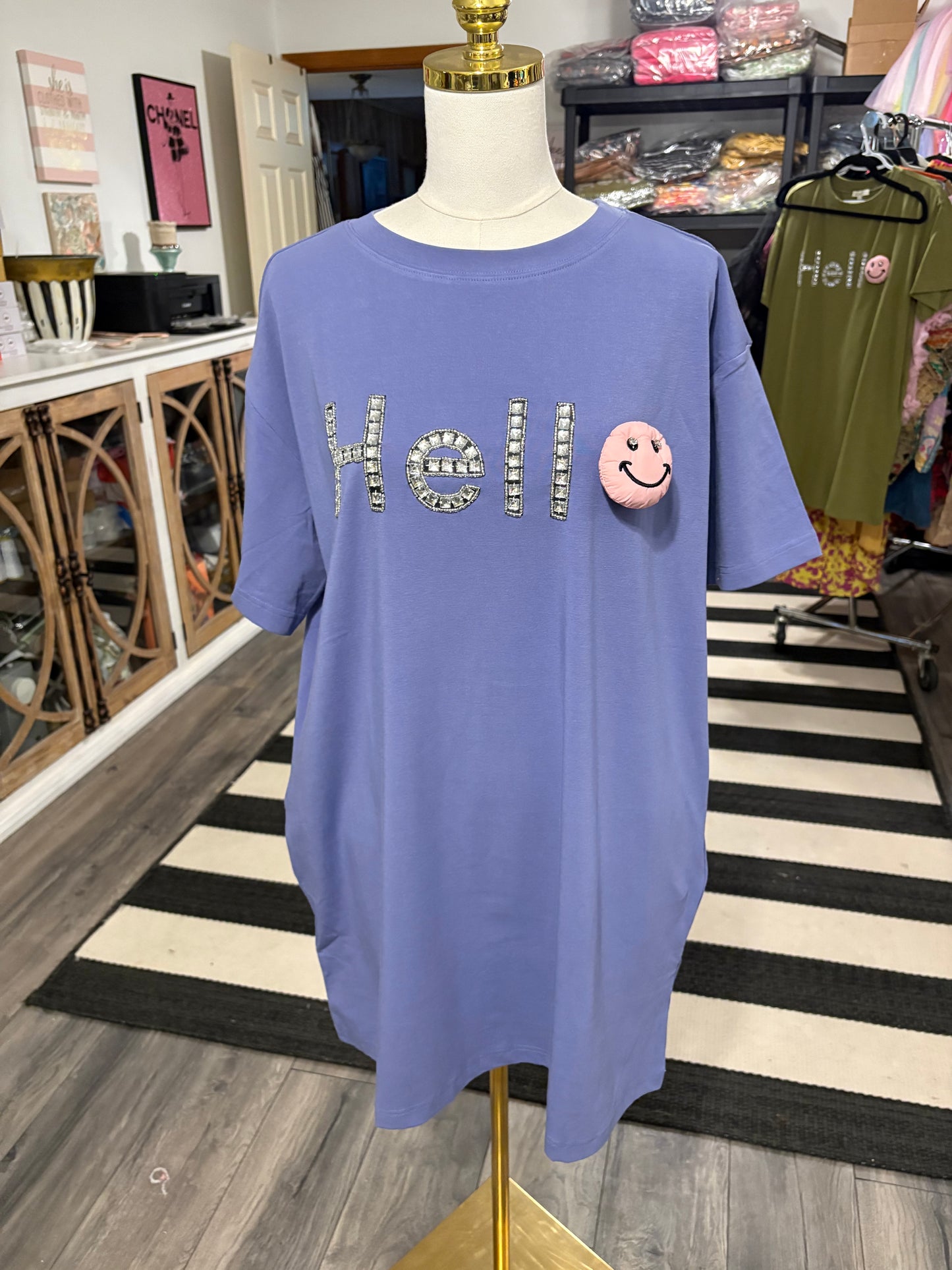Hello Tunic Tshirt Dress Lilac