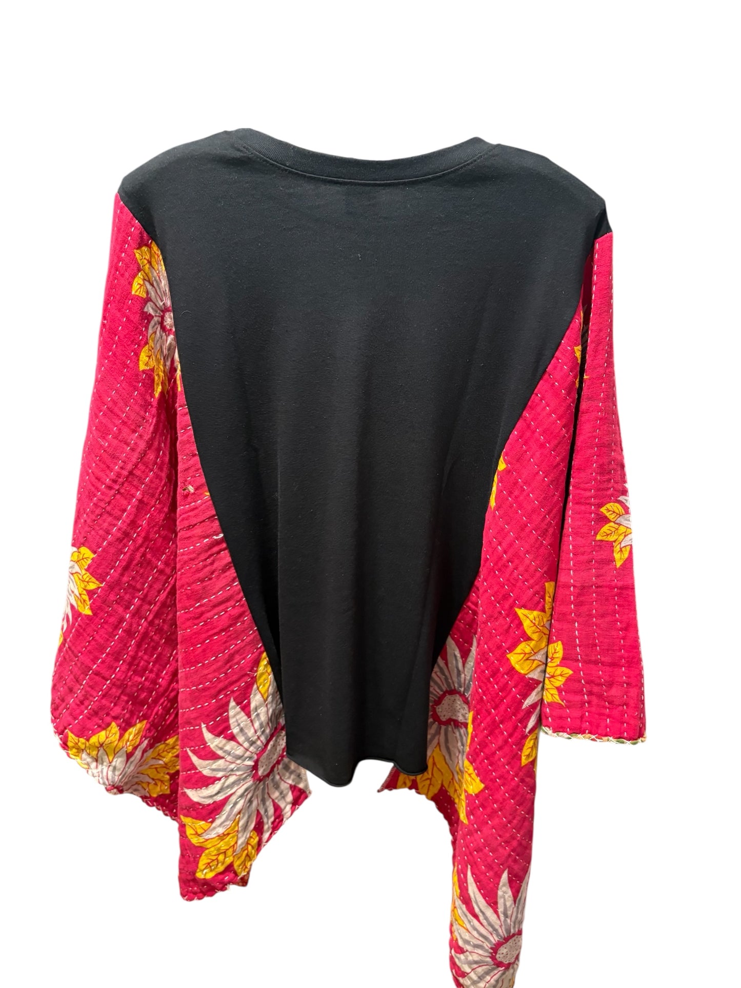 Celestial Upcycled Kantha Closed Side Poncho Fits a Small to 3X Super Oversized