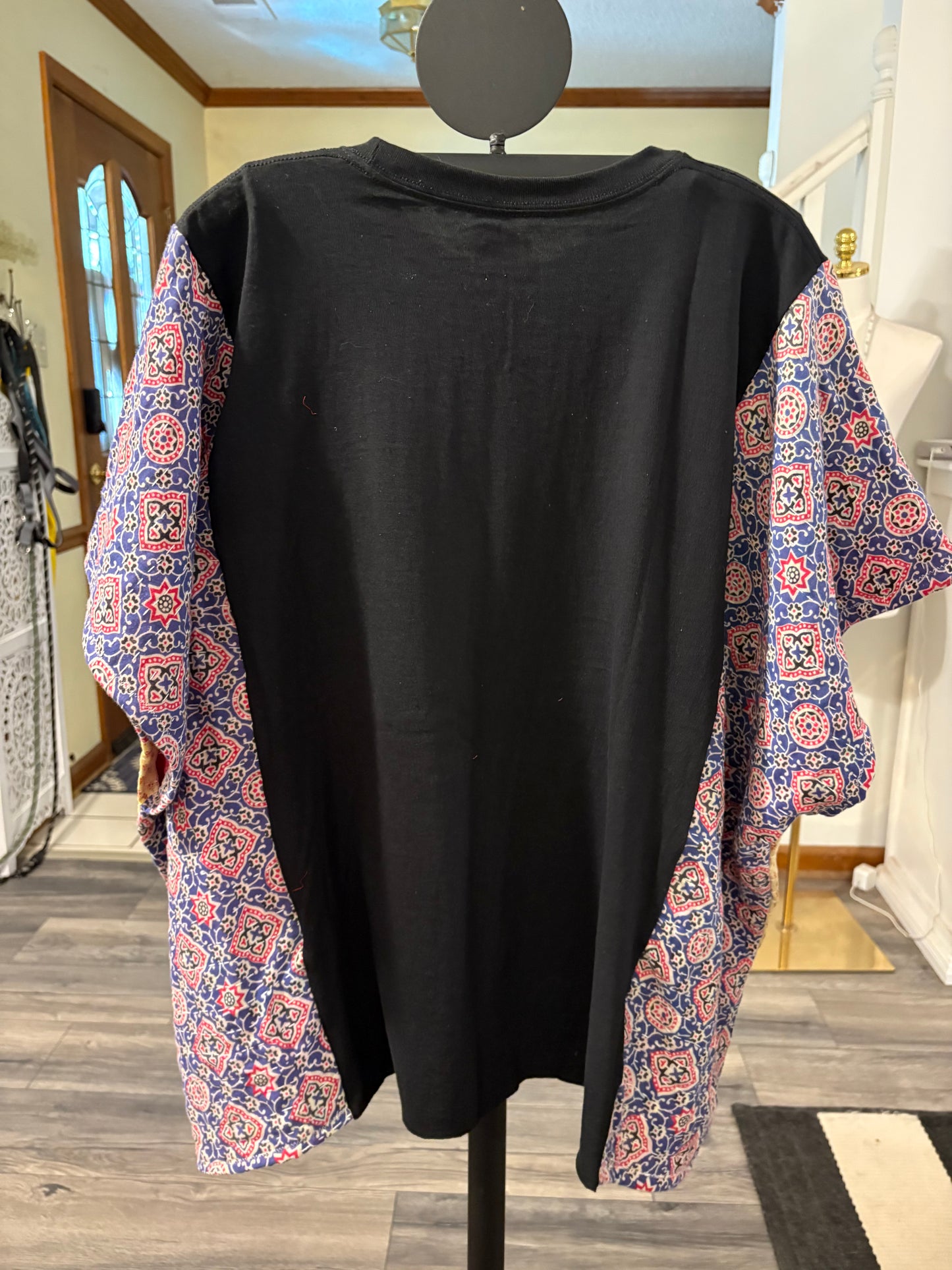 Jaws Upcycled Kantha Closed Side Poncho Fits a Small to 3X Super Oversized