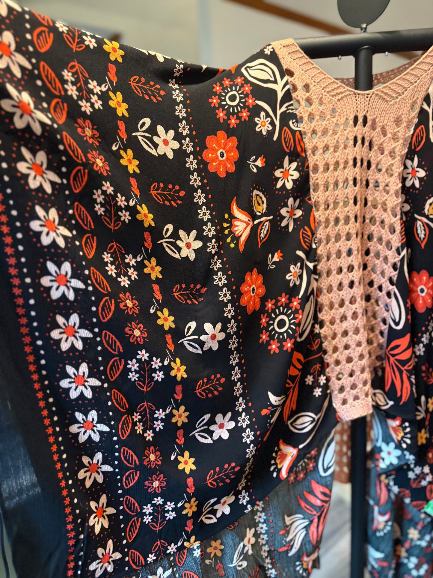 Fall Dreams Upcycled Crochet Kimono Fits a Small to XXL