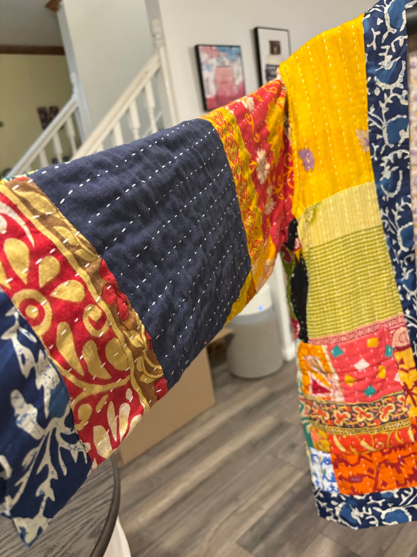 Jackie Reversible Kantha Quilted Sari Jacket Fits a Small to Large
