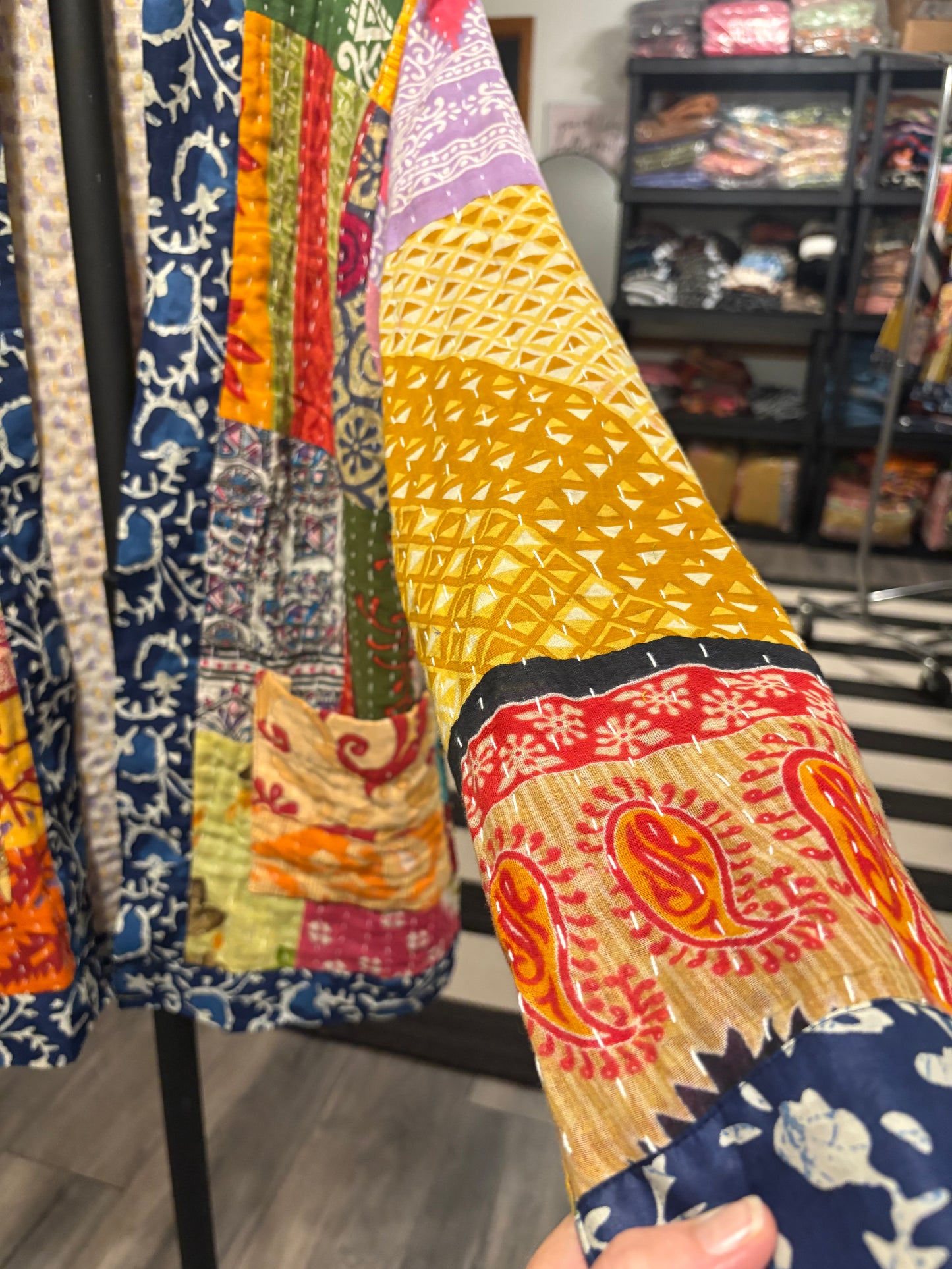 Jackie Reversible Kantha Quilted Sari Jacket Fits a Small to Large