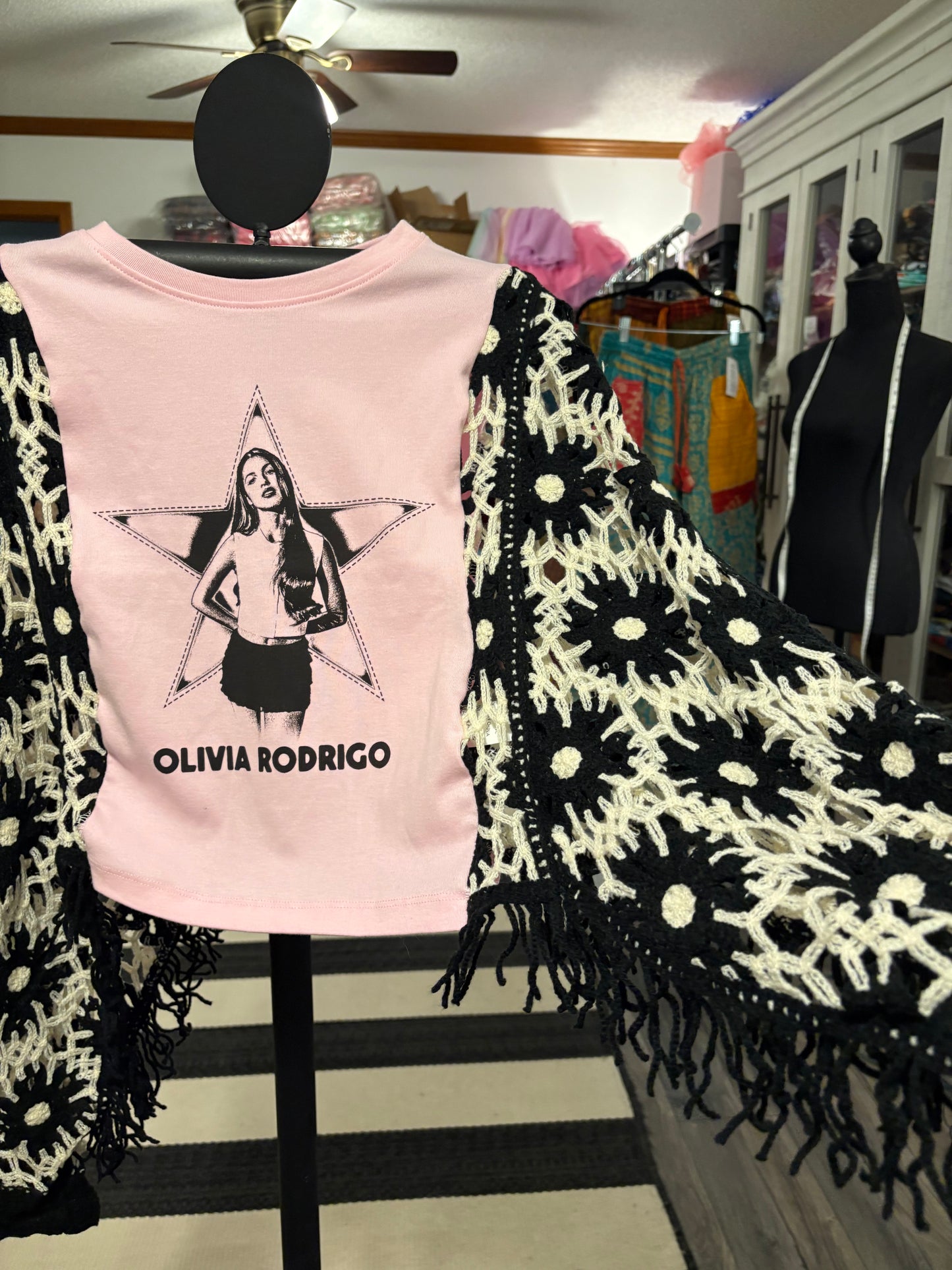 Olivia Rodrigo Upcycled Crochet Fringe Poncho Fits an XSmall to Large