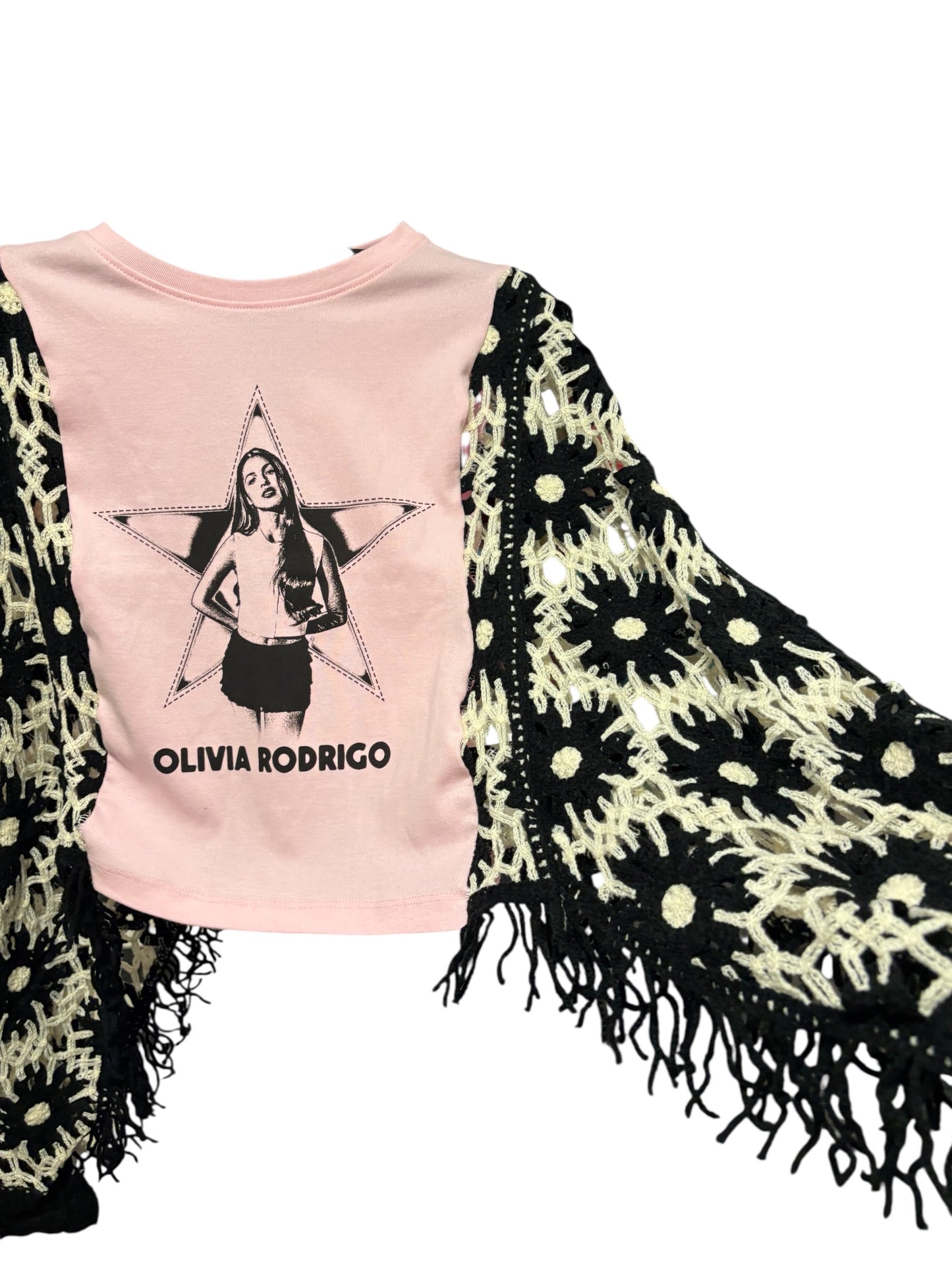 Olivia Rodrigo Upcycled Crochet Fringe Poncho Fits an XSmall to Large