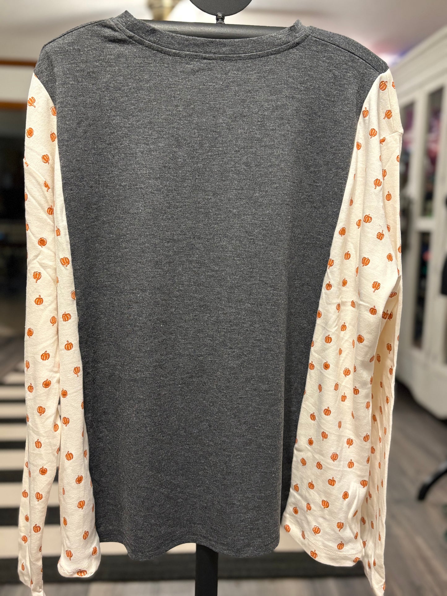 Spooky Season Upcycled Long-Sleeve Knit Tee Smal to XXL