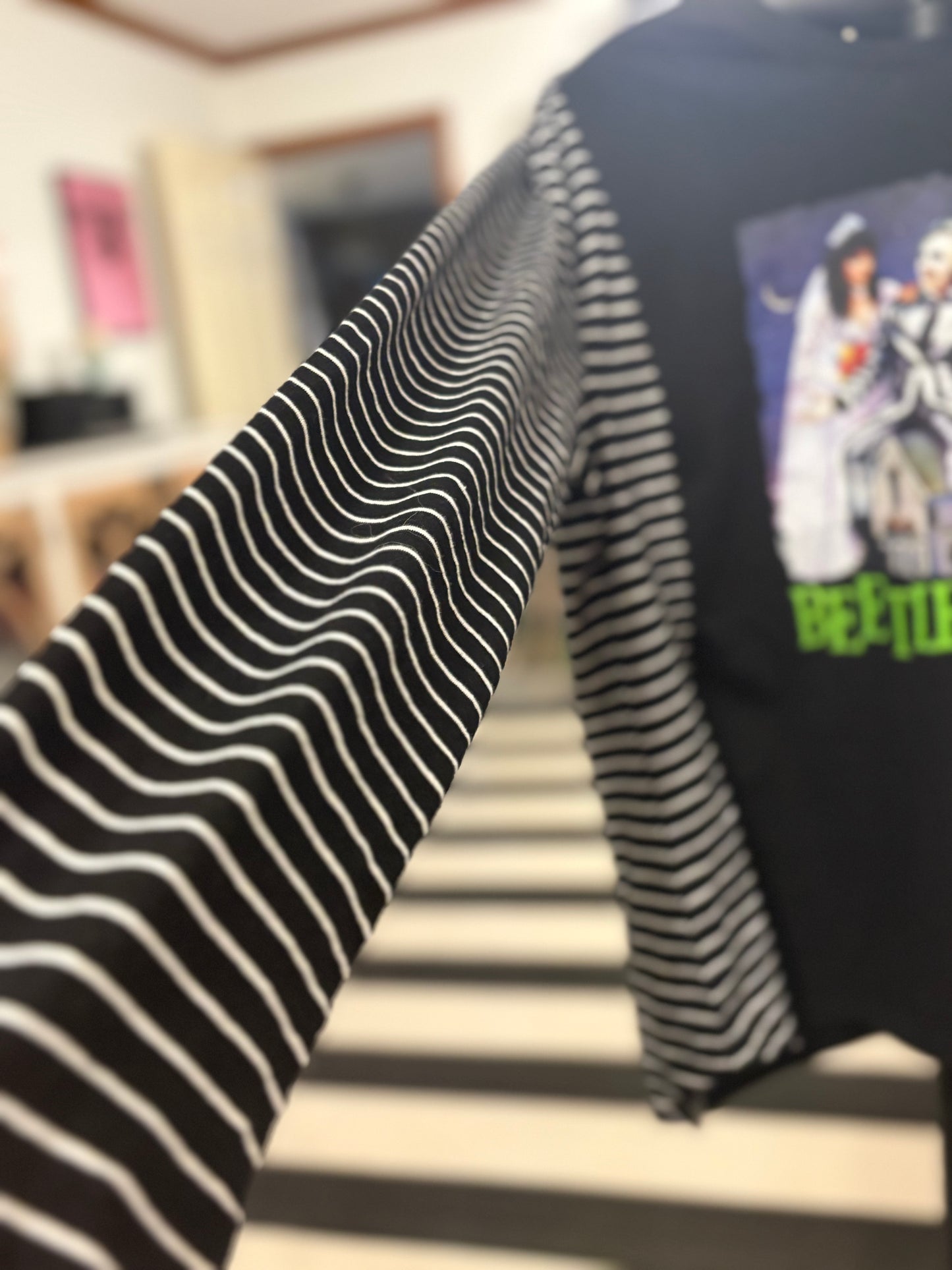 Beetlejuice Upcycled Long-Sleeve Knit Tee XS to Large