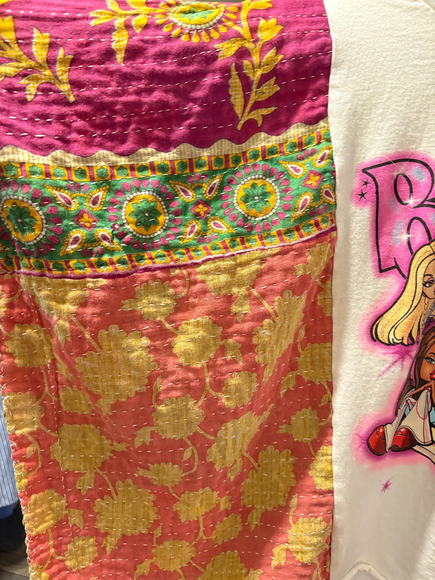 Bratz Upcycled Vintage Kantha Poncho One Size Fits Most