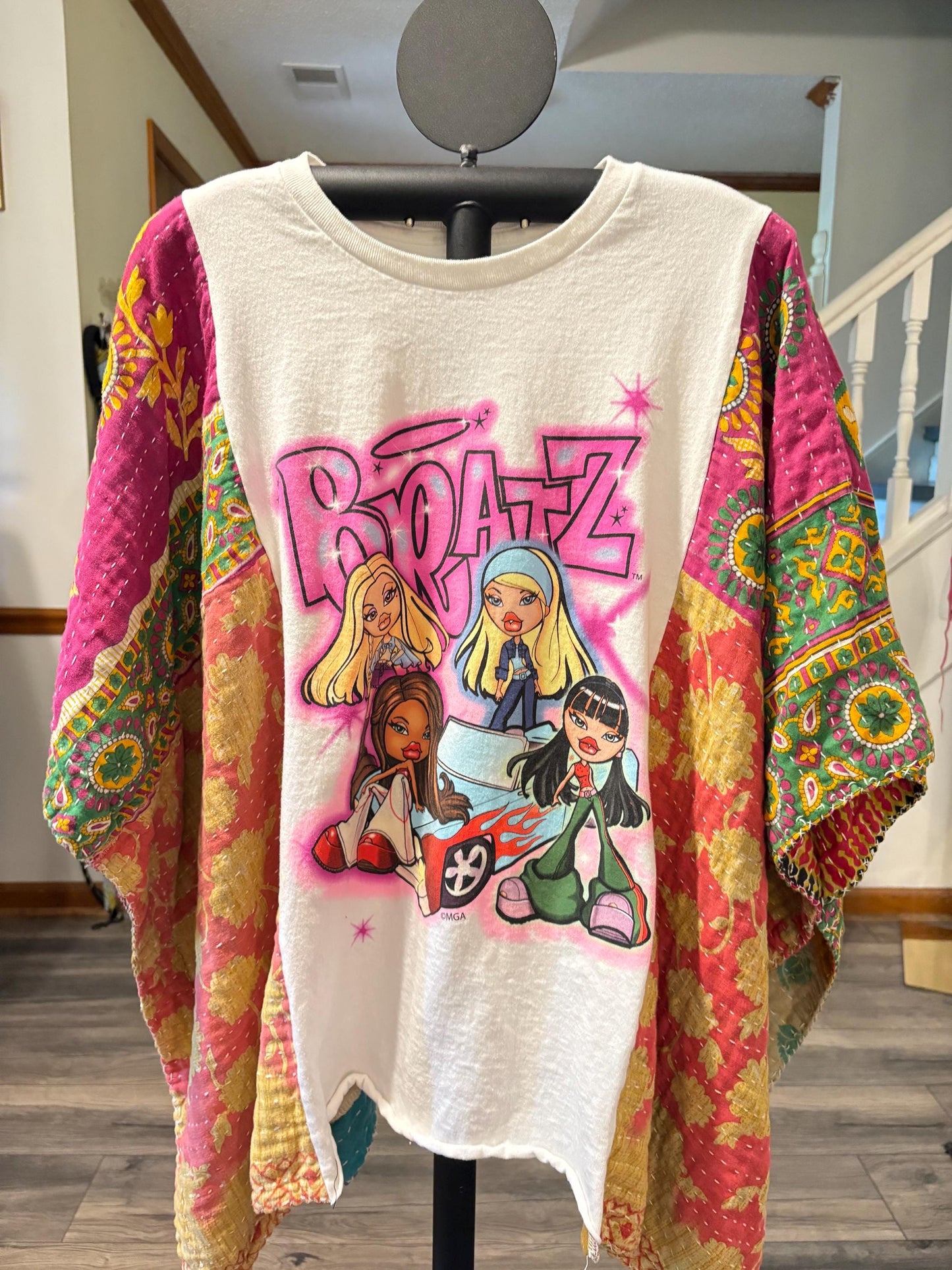 Bratz Upcycled Vintage Kantha Poncho One Size Fits Most