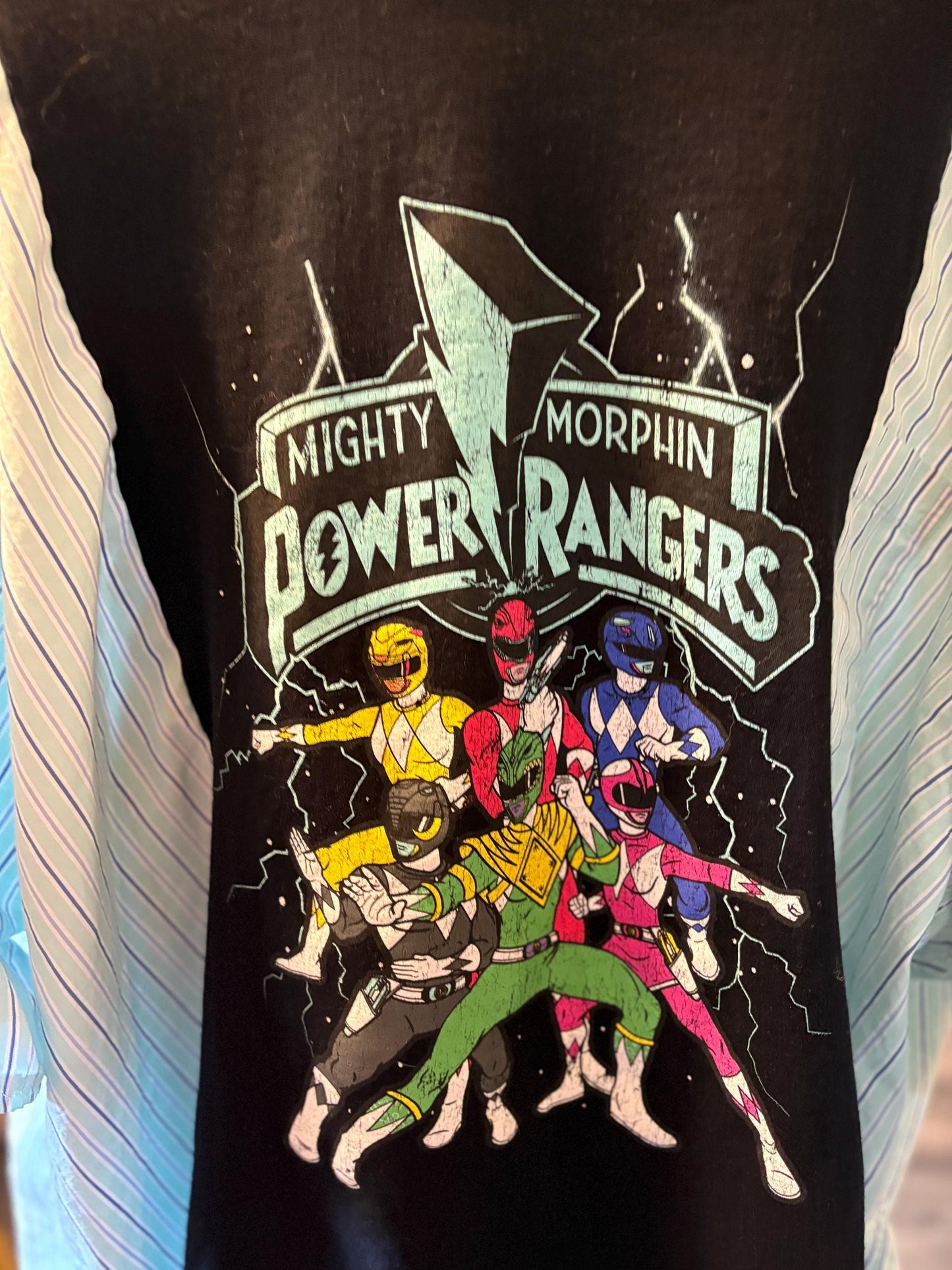 Power Rangers Upcycled Drop Shoulder Tee Fits Small to 3X OVERSIZED