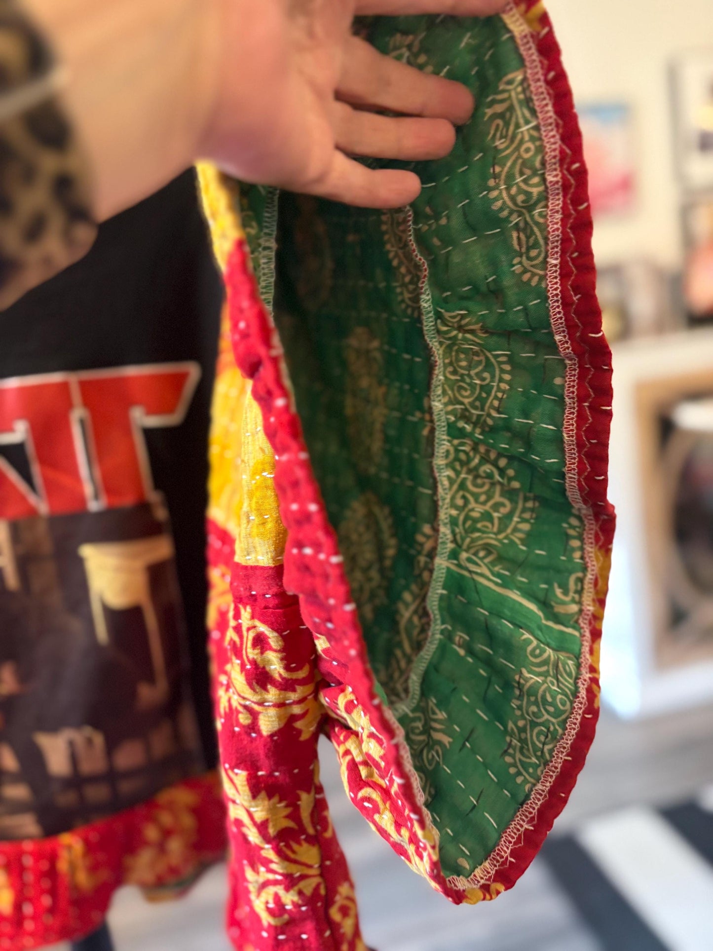Ratt Upcycled Kantha Flare Sleeve Doll Baby Fits a Small to XXL Size 2-16 CROP TOP