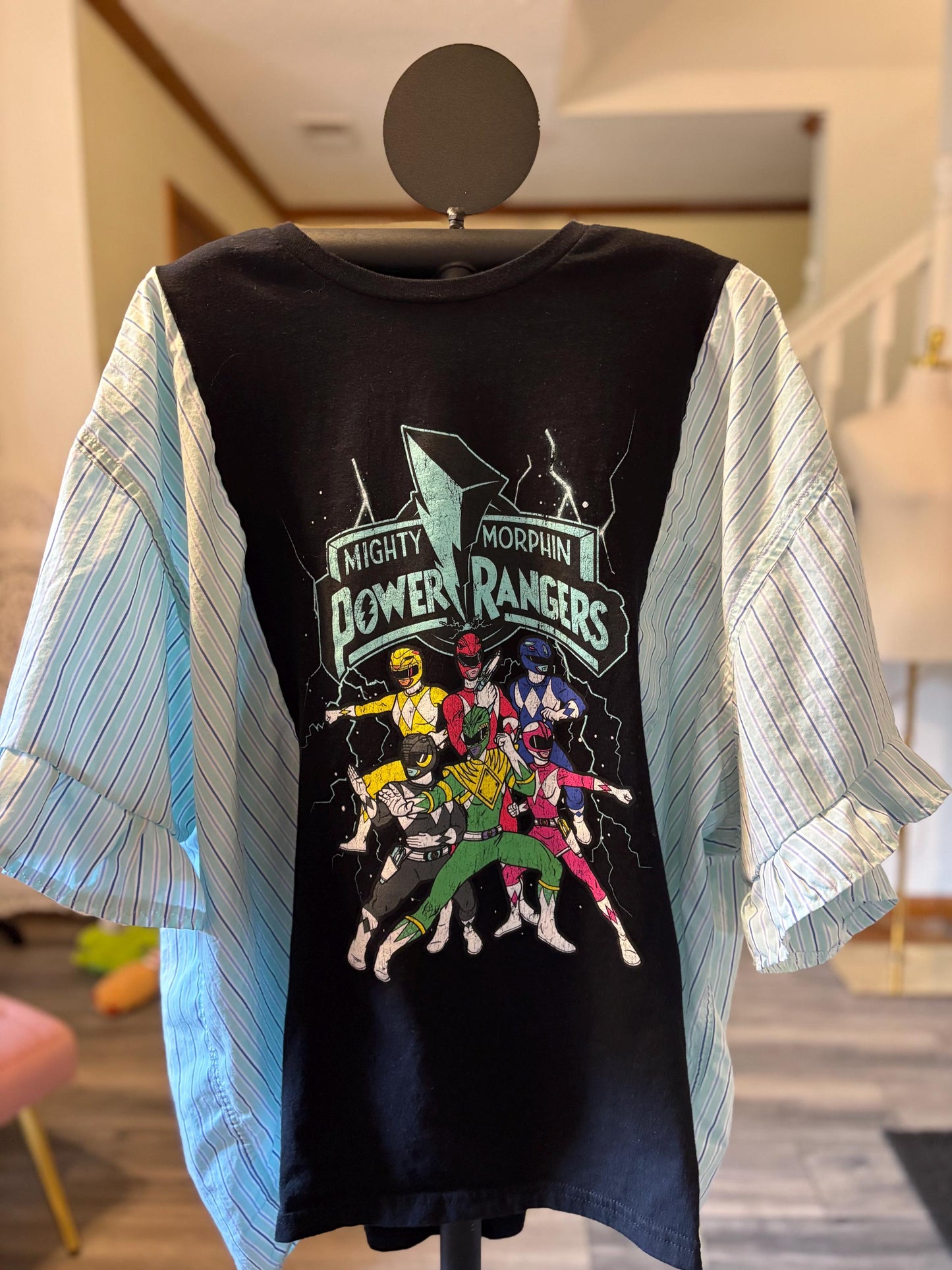 Power Rangers Upcycled Drop Shoulder Tee Fits Small to 3X OVERSIZED