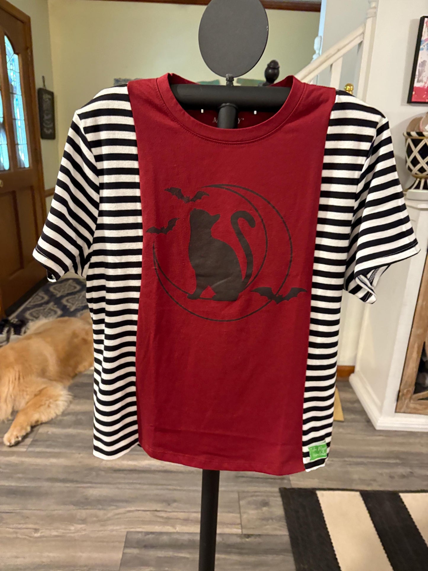 Bats and Cats Upcycled Drop Shoulder Tee Fits a XSmall to Large