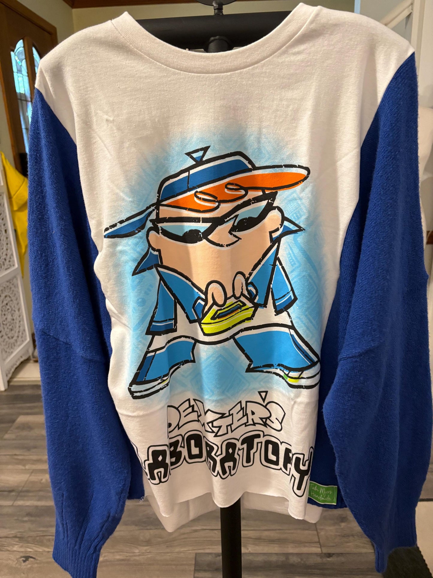 Dexters Laboratory Upcycled Drop Shoulder Sweater Fits a Small to XXL