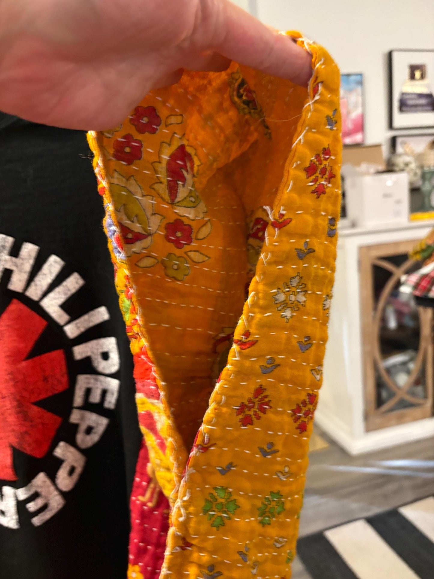 Red Hot Chili Peppers Upcycled Vintage Kantha Upcycled Tee Fits Small to XXL