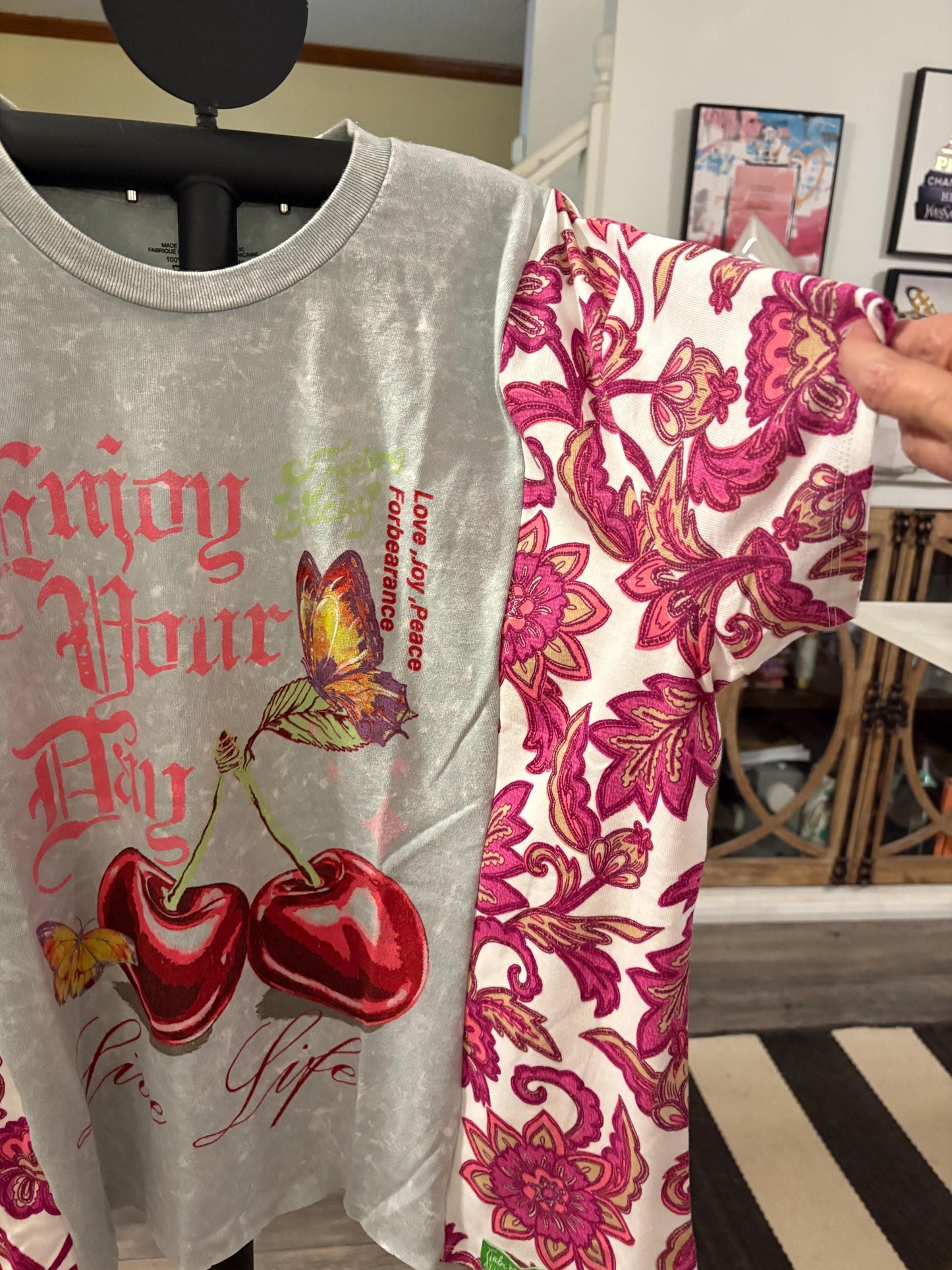 Enjoy Upcycled Drop Shoulder Tee One Size Fits a Small to XXL